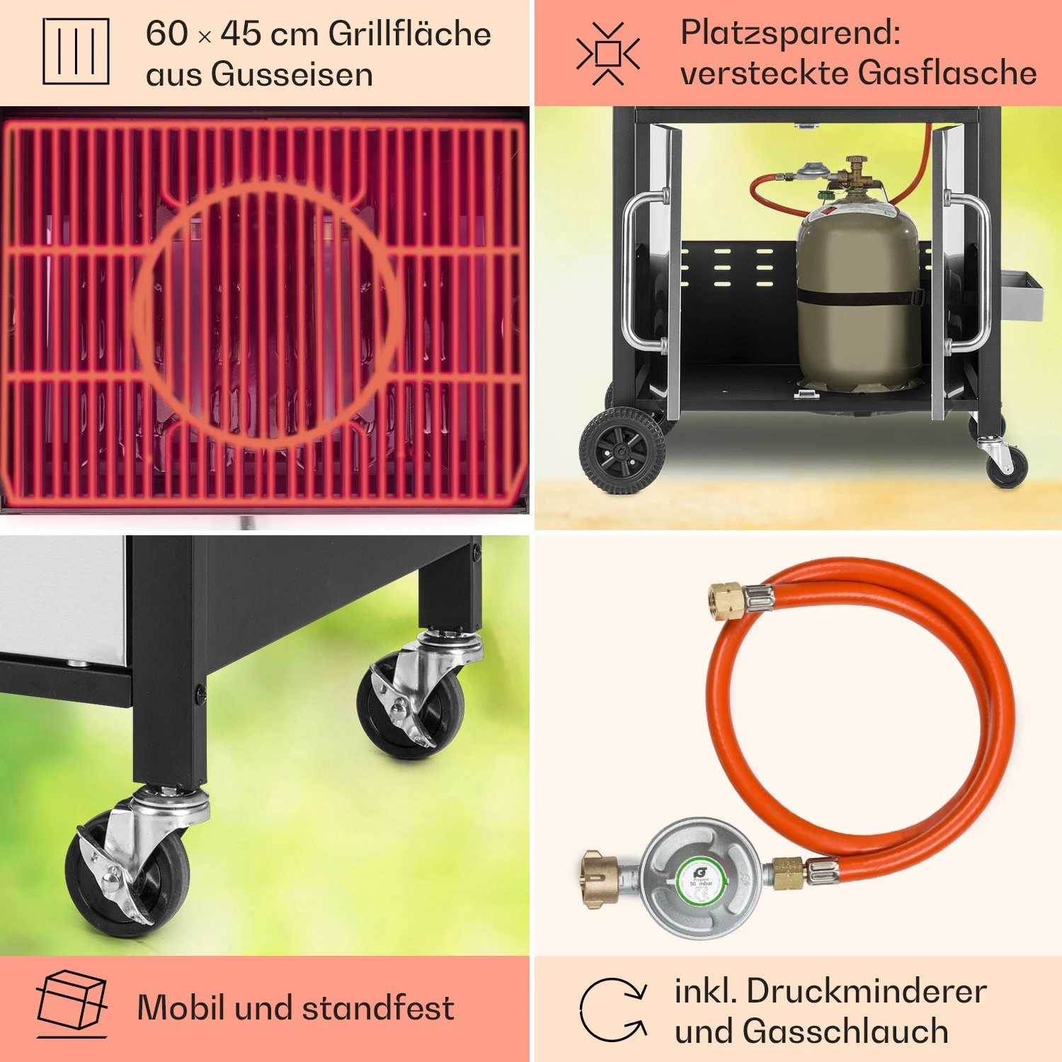 Tomahawk 3.1 S Gasgrill 3x3,6kW Brenner+2,7 KW 60x45cm Grill Edelstahl – Bild 5