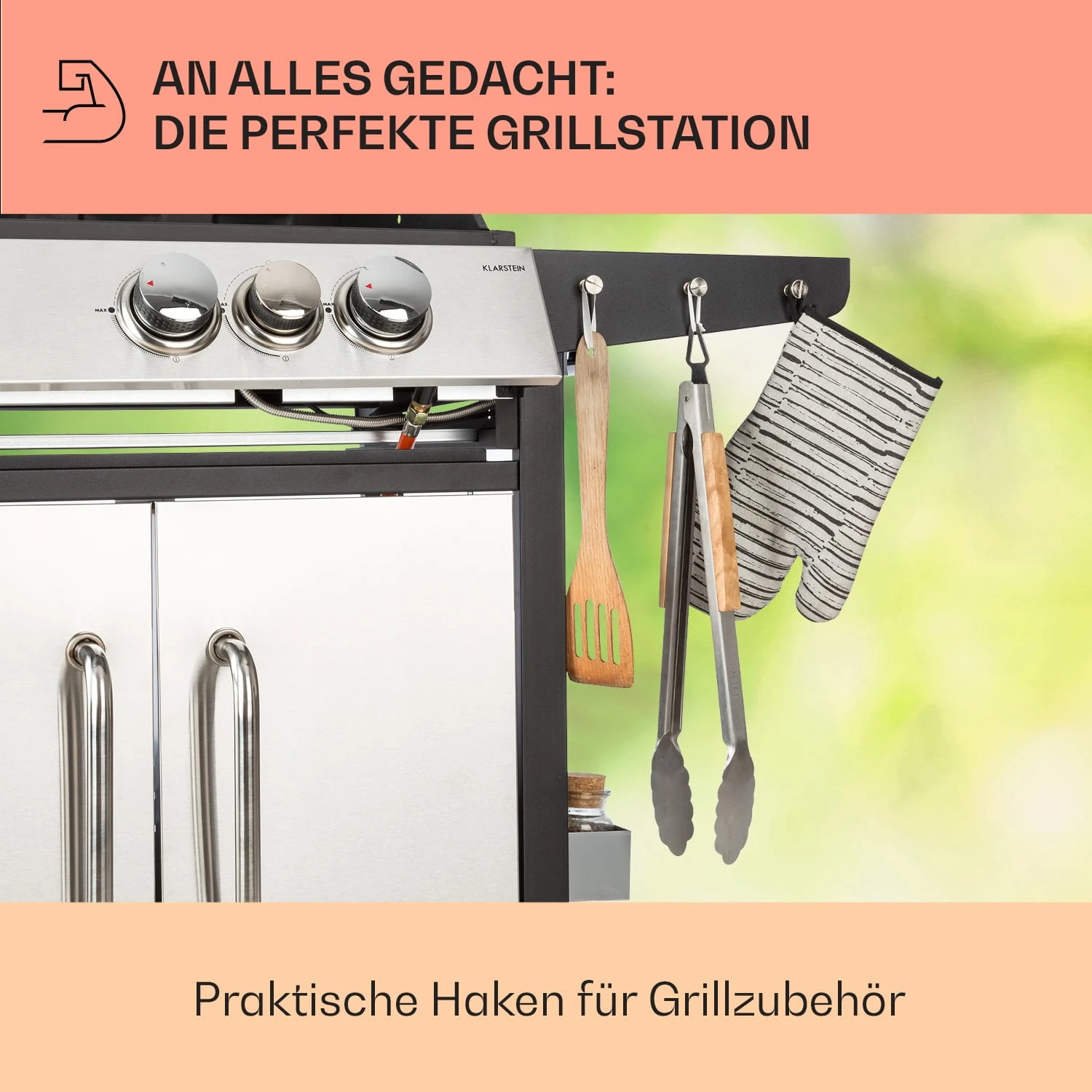 Tomahawk 3.1 S Gasgrill 3x3,6kW Brenner+2,7 KW 60x45cm Grill Edelstahl – Bild 7