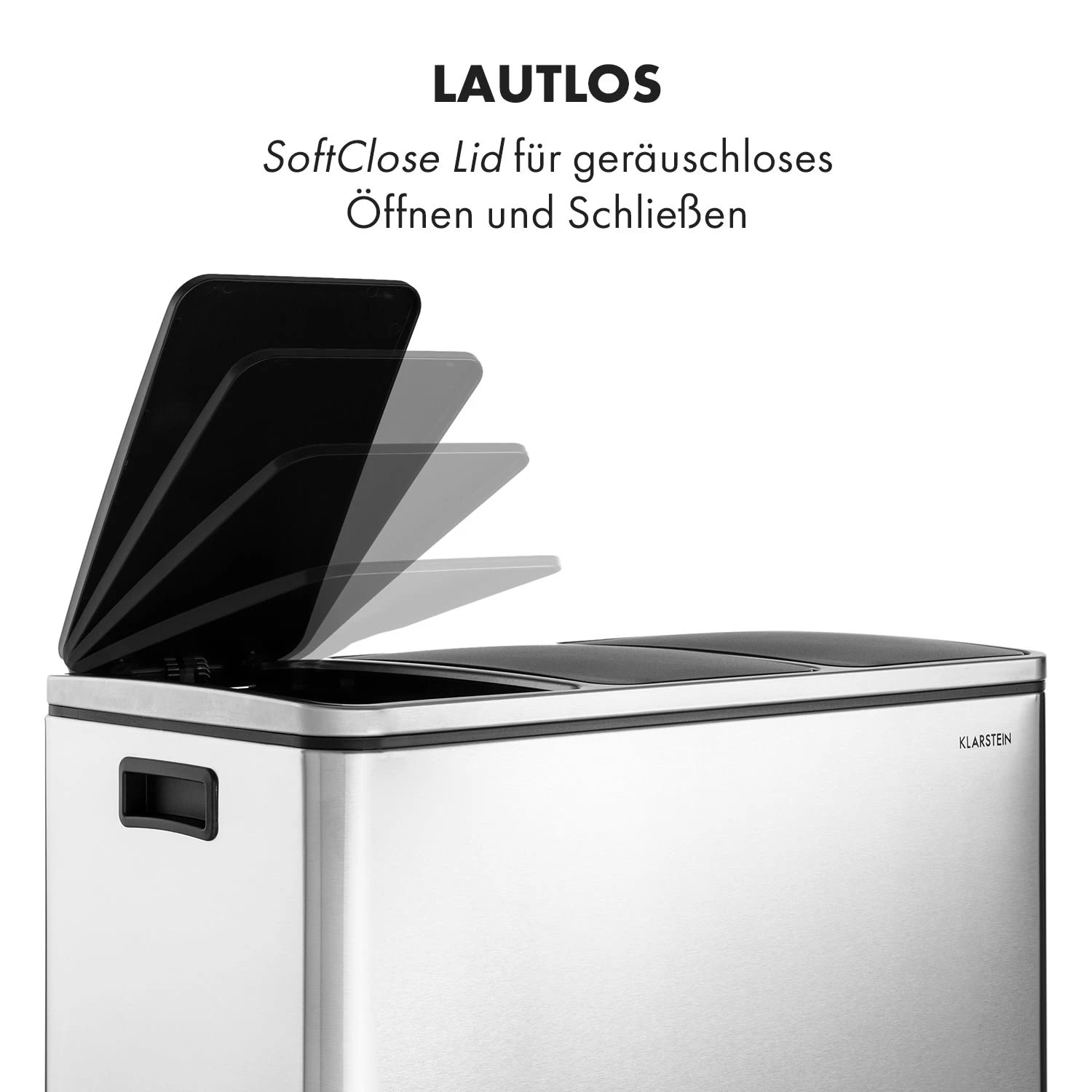 Grandmaster Trash Treteimer 54l / 3x18L Geräuschlos PP Edelstahl – Bild 3