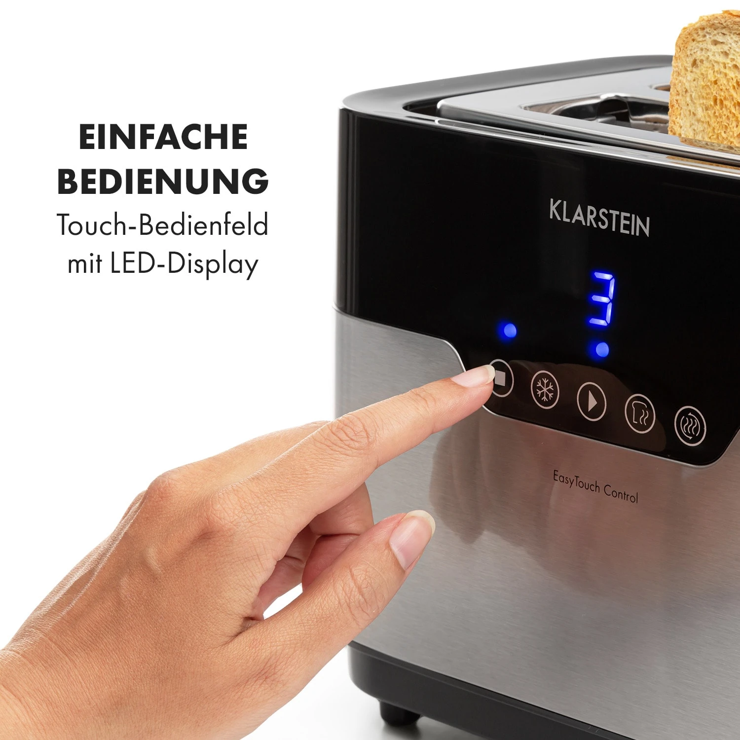 Arabica Toaster 920W LED-Display Touch-Bedienfeld Edelstahl – Bild 3
