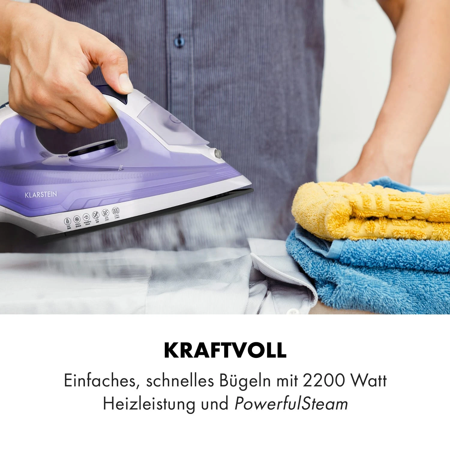 Steam Bro Dampfbügeleisen 2200W 300ml EasyGlide TouchSensor AntiCalc – Bild 2