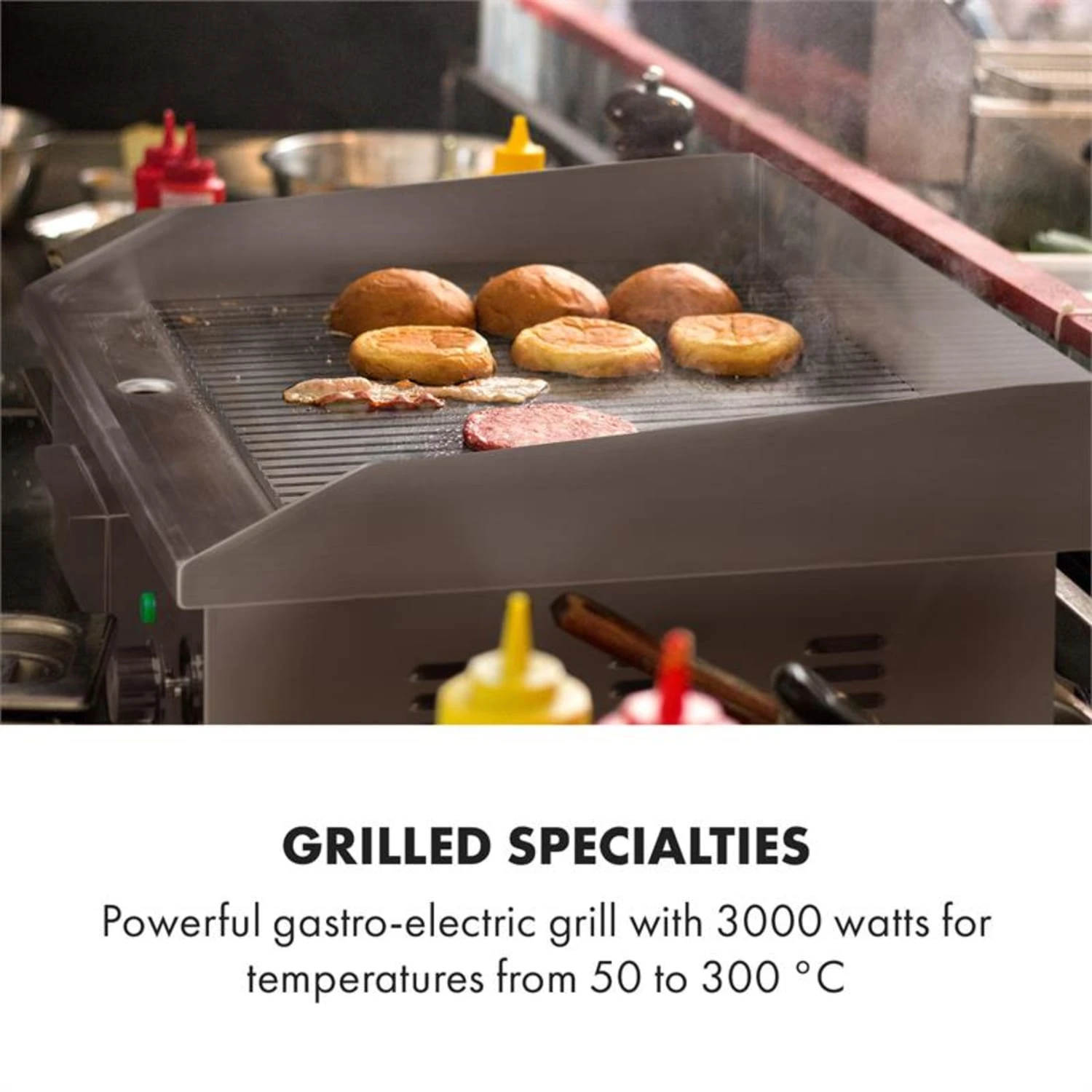 Grillmeile 3000R Elektrogrill 3000W Platte 54,5x35cm Geriffelt – Bild 2