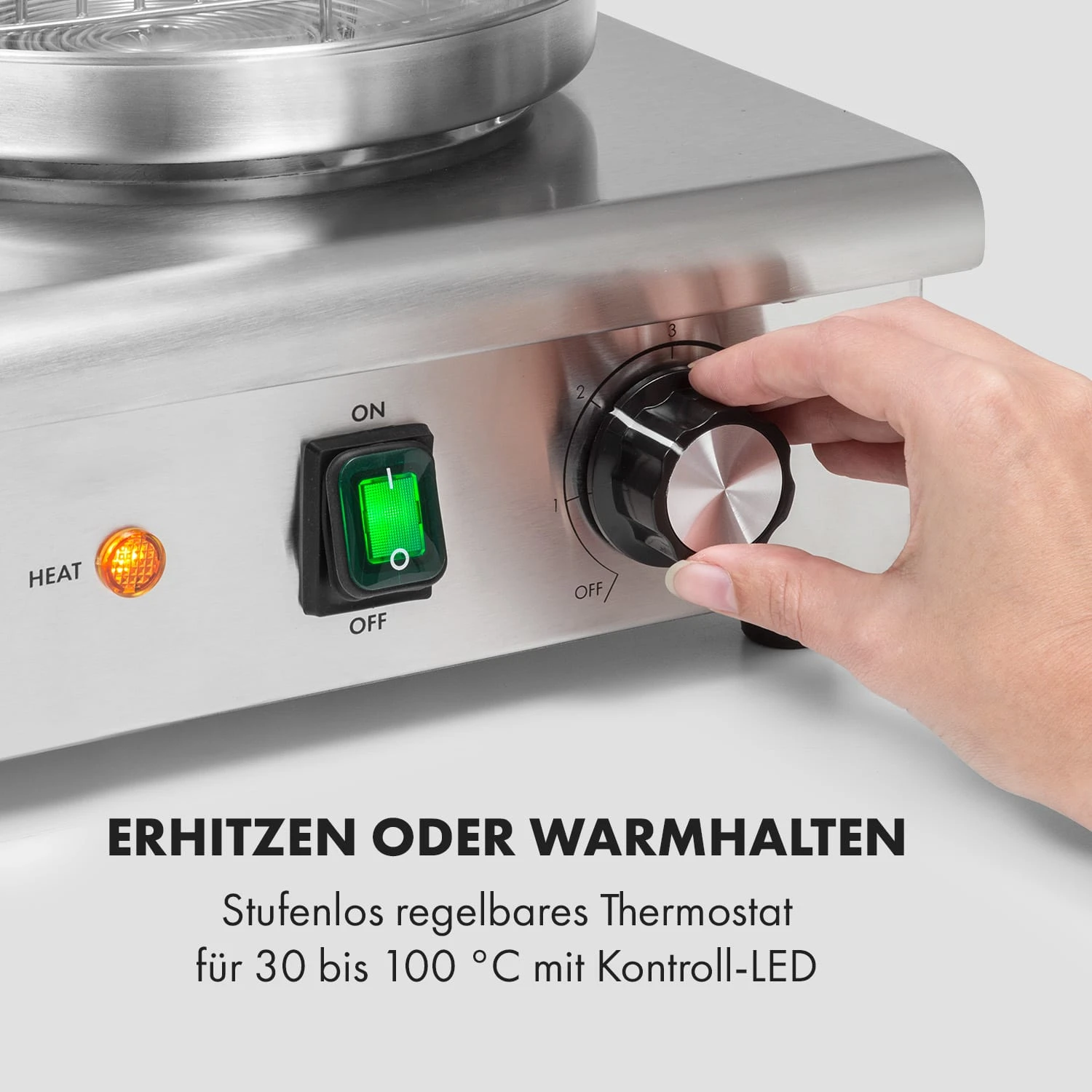 Wurstfabrik 600 Hot Dog Maker 600W 3 Spieße 5L 30-100°C Glas Edelstahl – Bild 3
