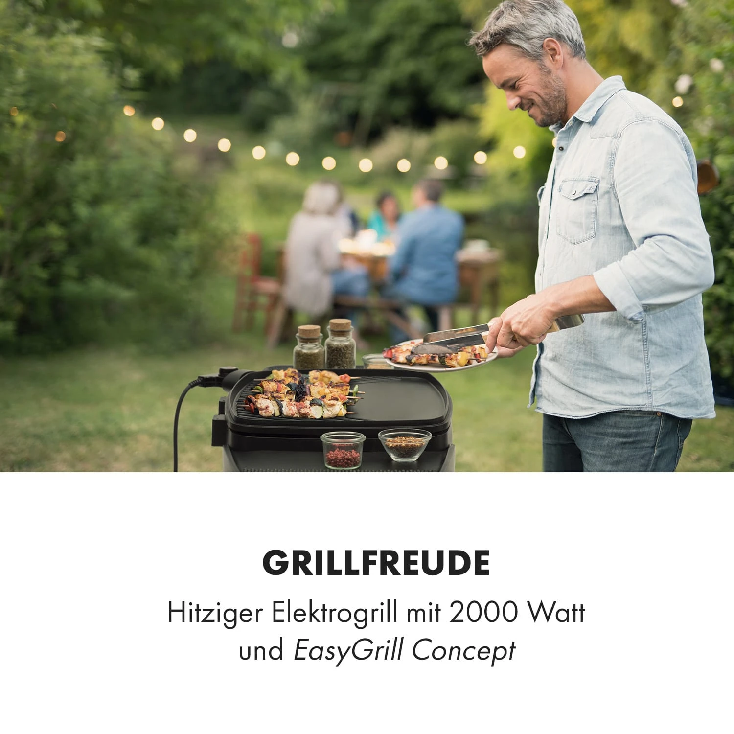 Gatsby Elektrogrill 2000W Antihaft-Grillfläche Seitentische Schwarz – Bild 2