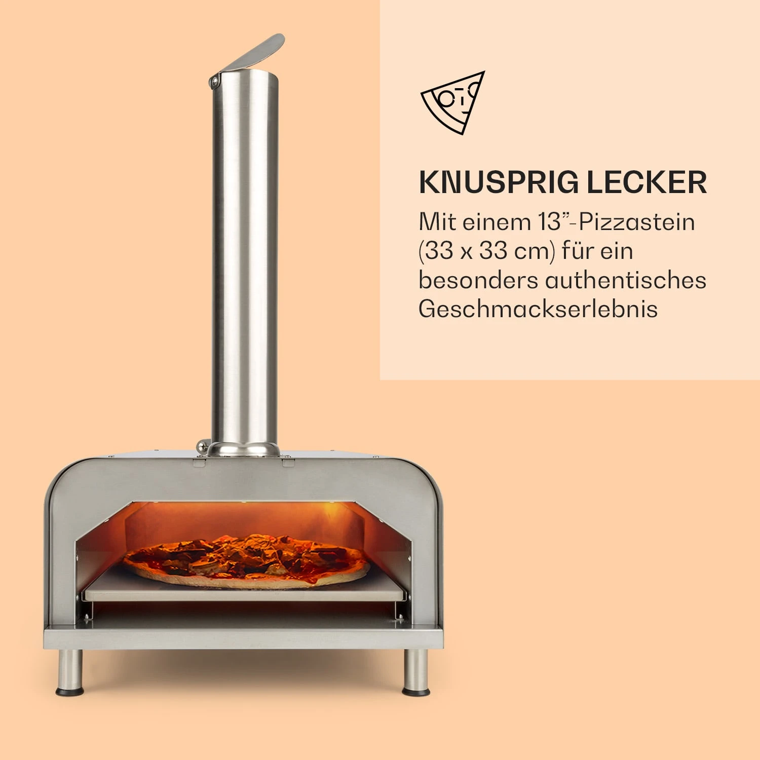 Diavolo Pizza-Pelletofen Inkl. Pizzastein Thermometer Edelstahl – Bild 3