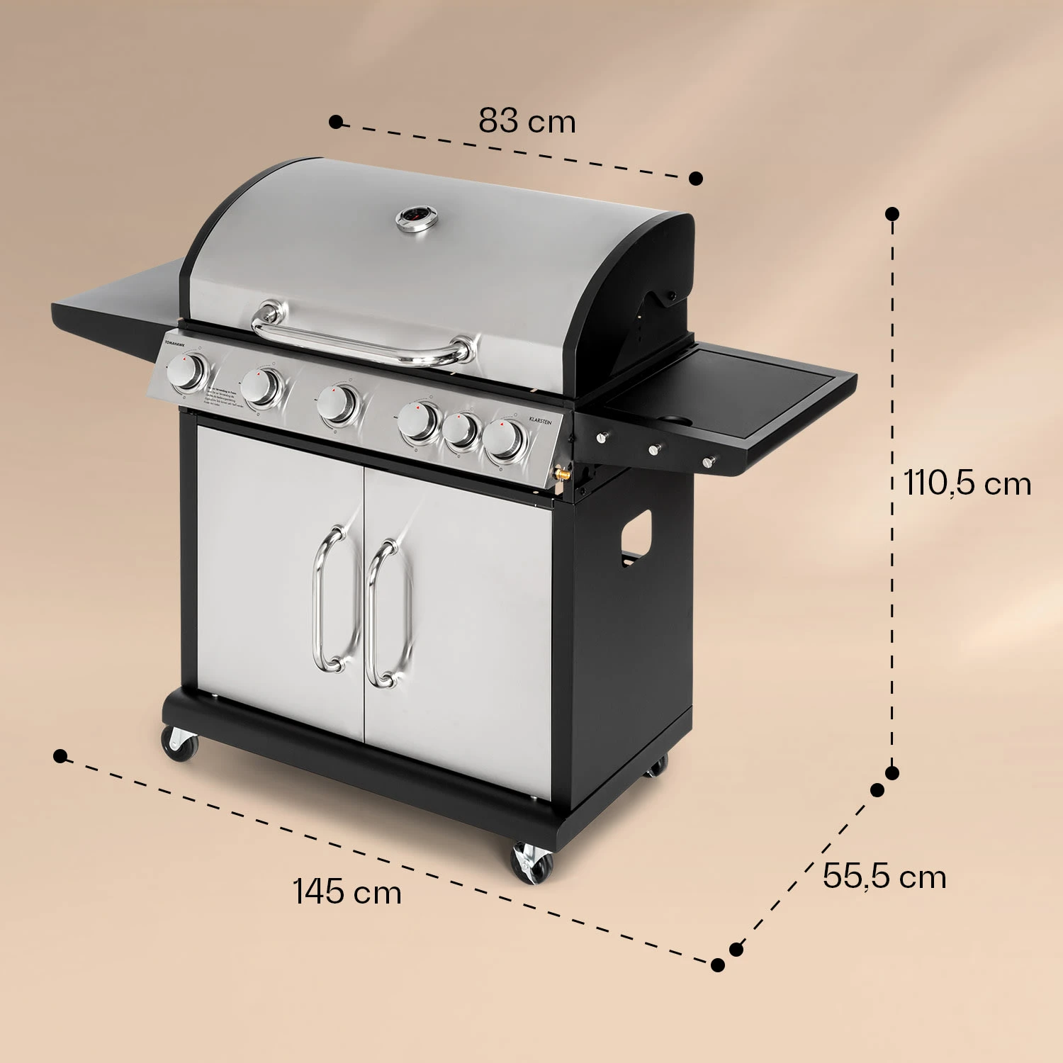 Tomahawk Gasgrill 5x3,6 KW + 2,7 KW Brenner 80x43,5 Cm Grill Edelstahl – Bild 7
