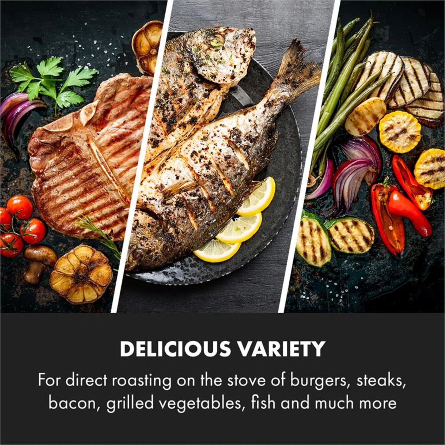 Delicatessa Grill Pan Grillplatte Induktionskochfeld Zubehör 43,5x23cm – Bild 3