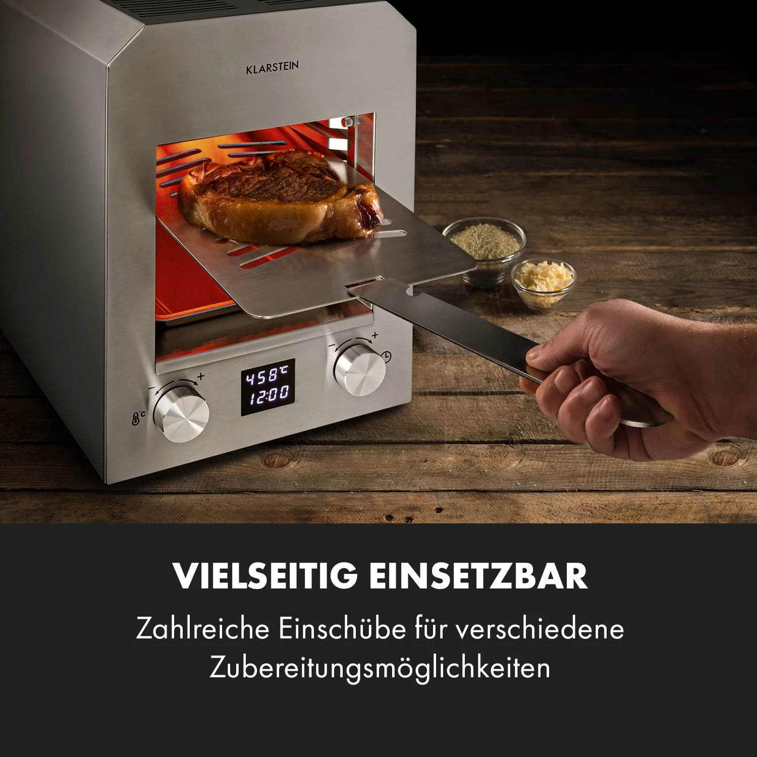 Hannibal Hochtemperaturgrill Indoor 2.200W 850°C Edelstahl Silber – Bild 6