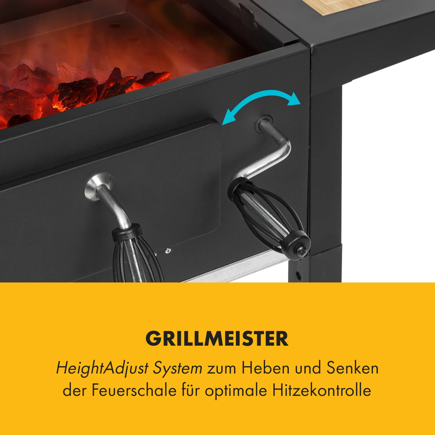 Meat Machine Holzkohlegrill BBQ 45x32,5cm Thermometer Bodenrollen – Bild 4