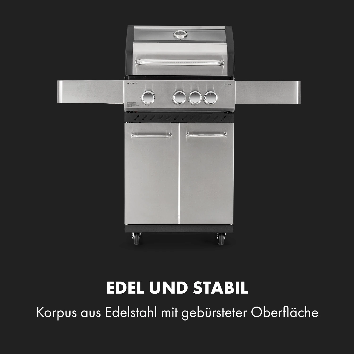 Valkyrie Gasgrill 3x3,2 + 2,9 KW Sichtfenster 54x42 Cm Grill Edelstahl – Bild 4