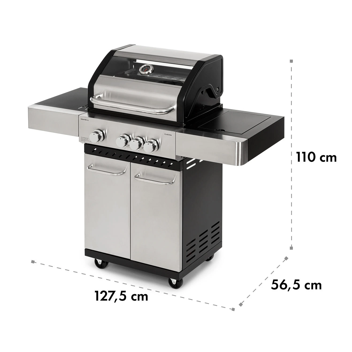 Valkyrie Gasgrill 3x3,2 + 2,9 KW Sichtfenster 54x42 Cm Grill Edelstahl – Bild 10