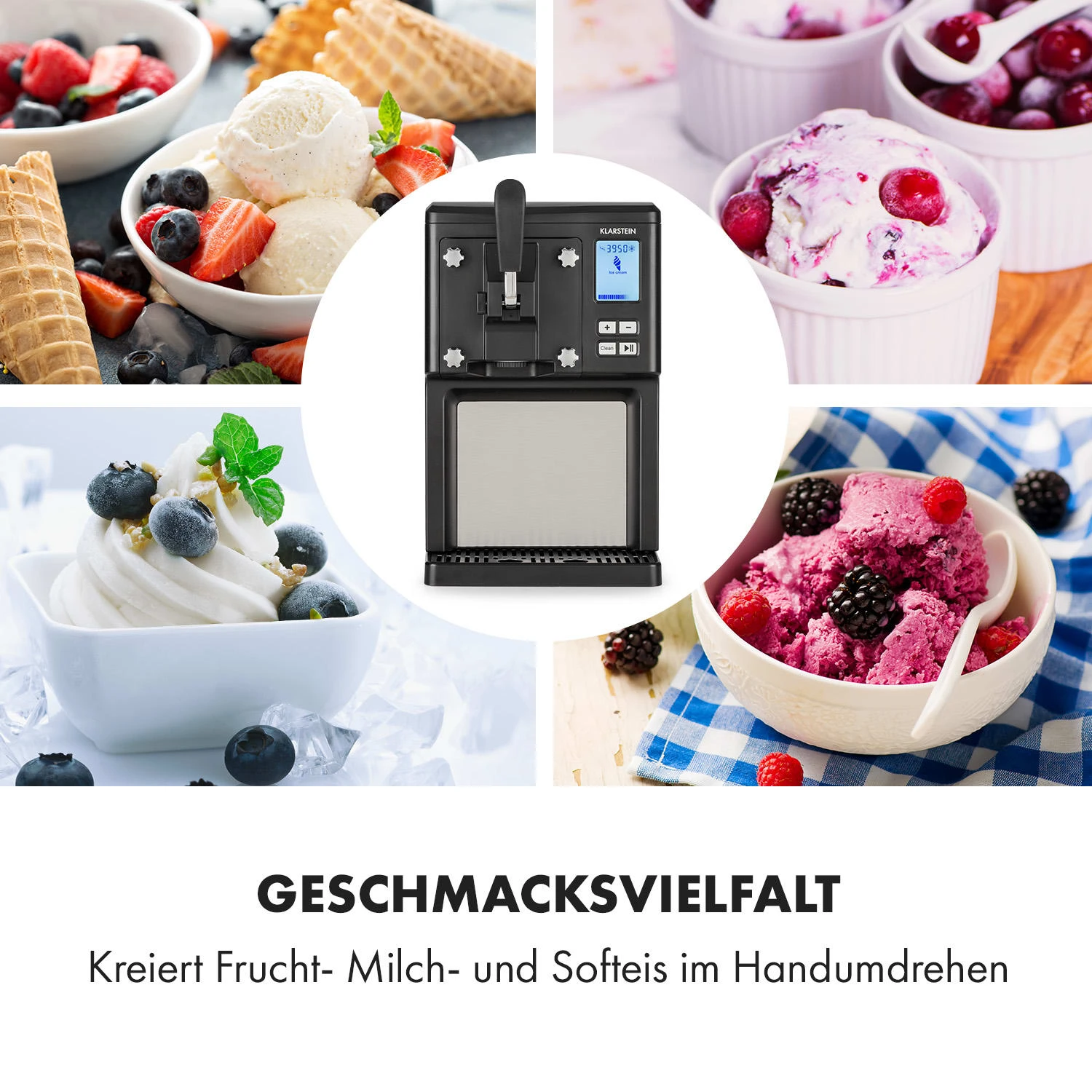 Sweet Sundae Eiscrememaschine Kompressor 1,5l Edelstahl Schwarz – Bild 4