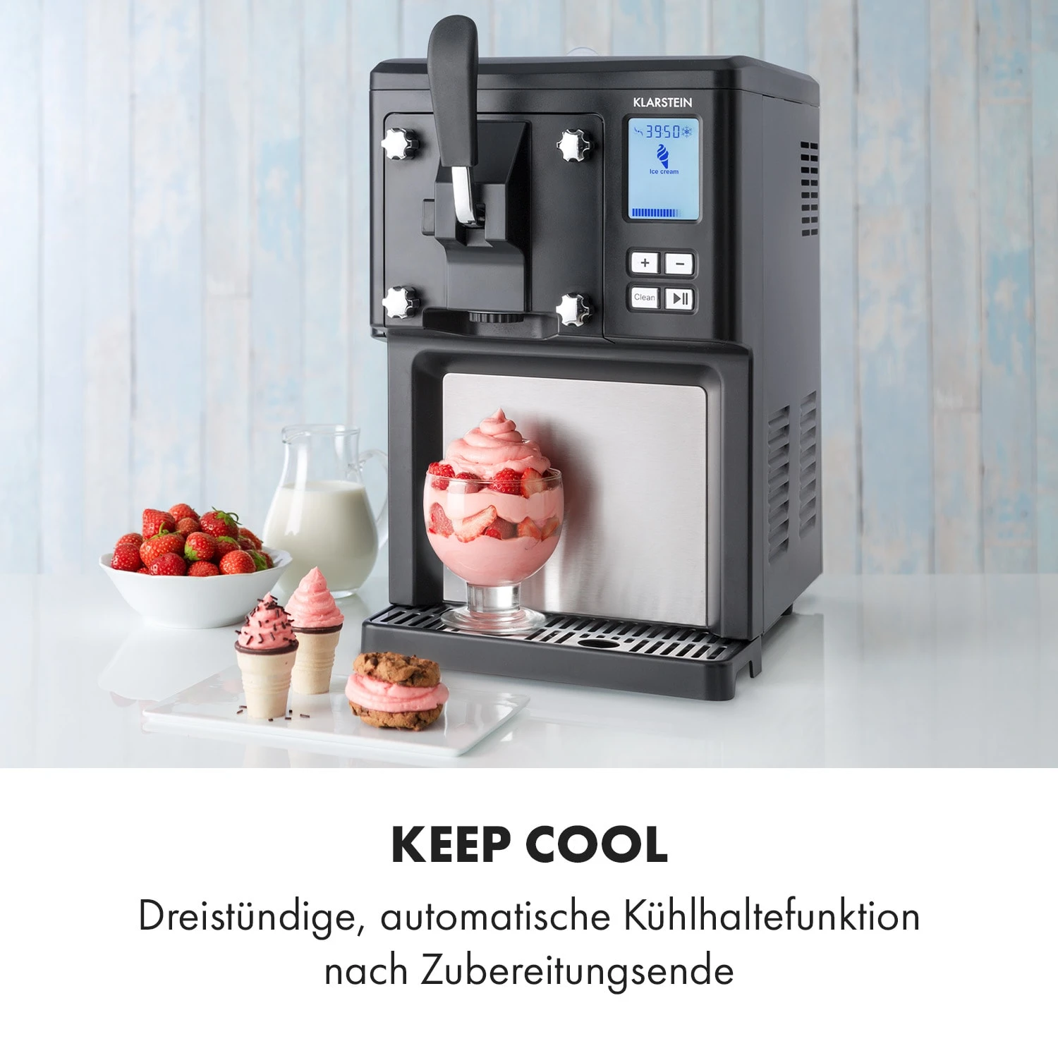 Sweet Sundae Eiscrememaschine Kompressor 1,5l Edelstahl Schwarz – Bild 6