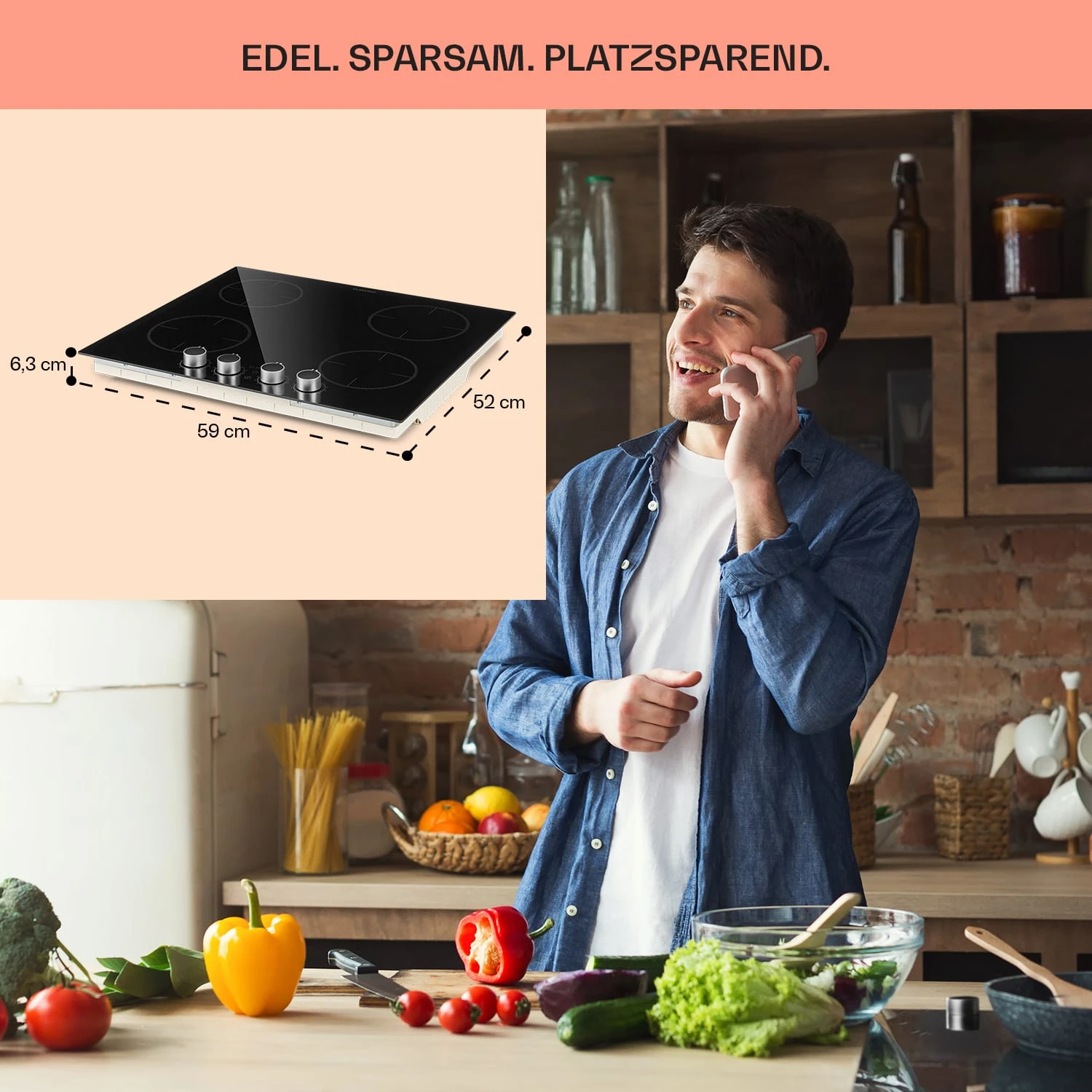 Kochheld 4-Zonen-Induktionskochfeld 6000W Dreh-Regler Glas Schwarz – Bild 6