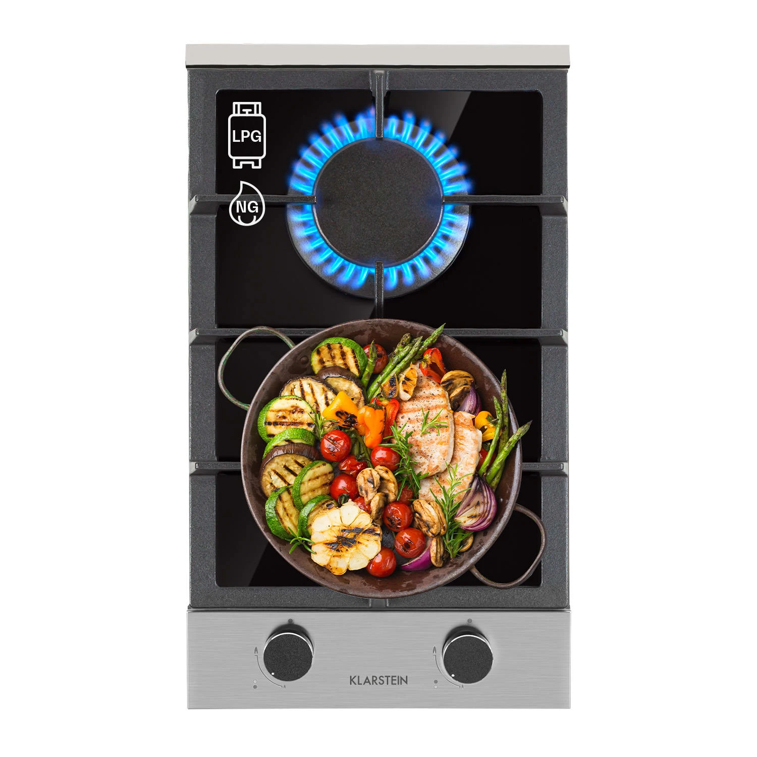 Alchemist Domino Gaskochfeld 2-flammig Aluminium-Brenner Glaskeramik