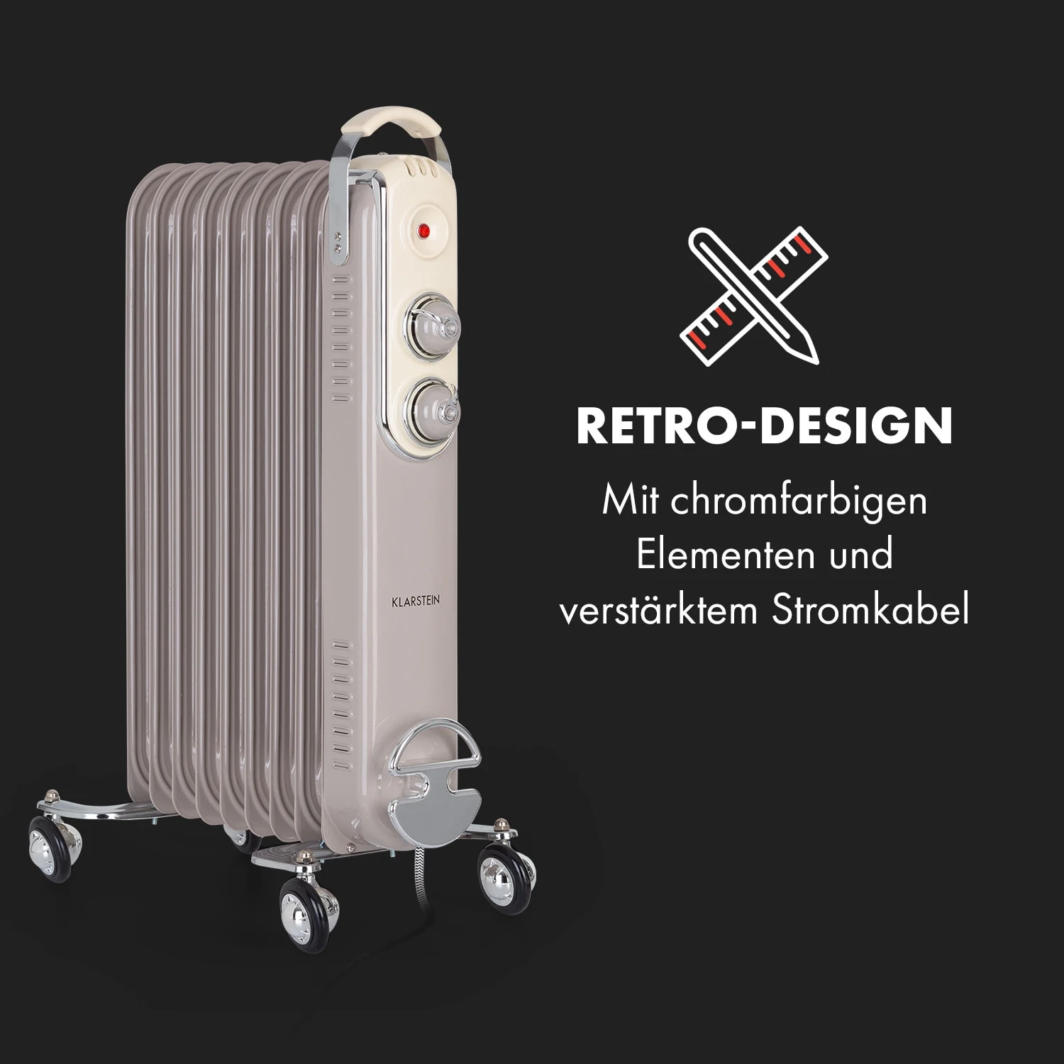 Thermaxx Retroheat Ölradiator 2000W Bodenrollen – Bild 3