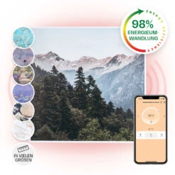 Wonderwall Air Art Smart Infrarotheizung 60x60cm 350W Wandinstallation App-Steuerung Berge