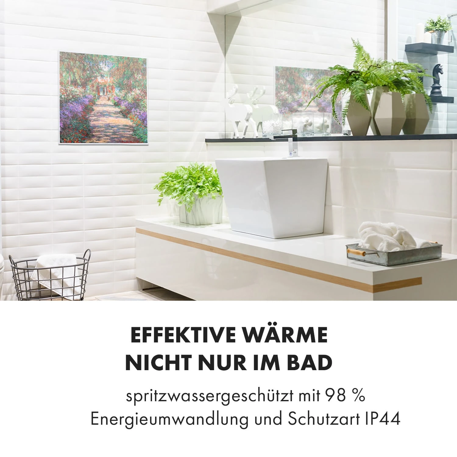 Wonderwall Air Art Smart Infrarotheizung 60x60cm 350W Wandinstallation App-Steuerung Gartenweg – Bild 6