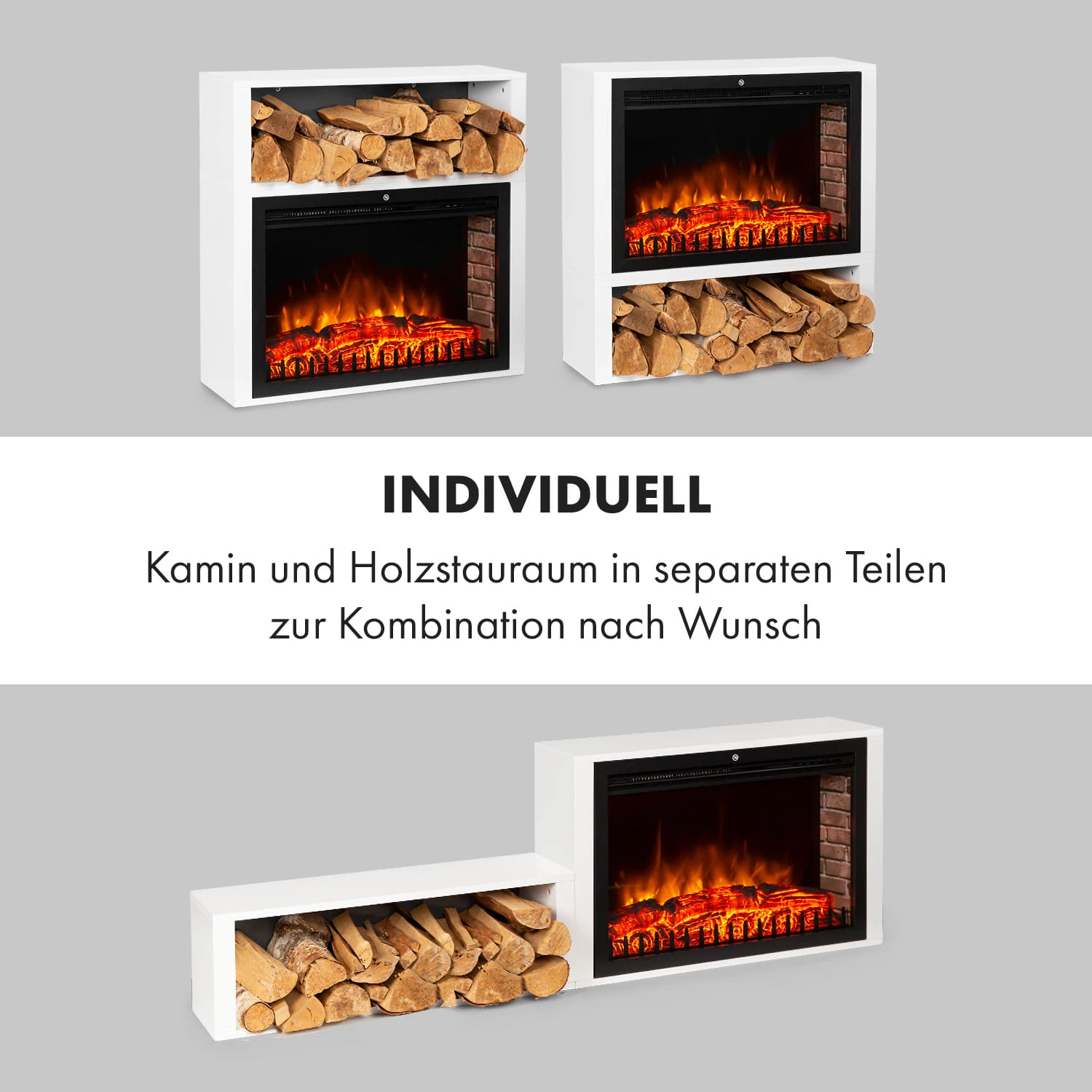 Mauna Loa Elektrokamin 2000 W LED-Flammen Fernbedienung Holzregal – Bild 2