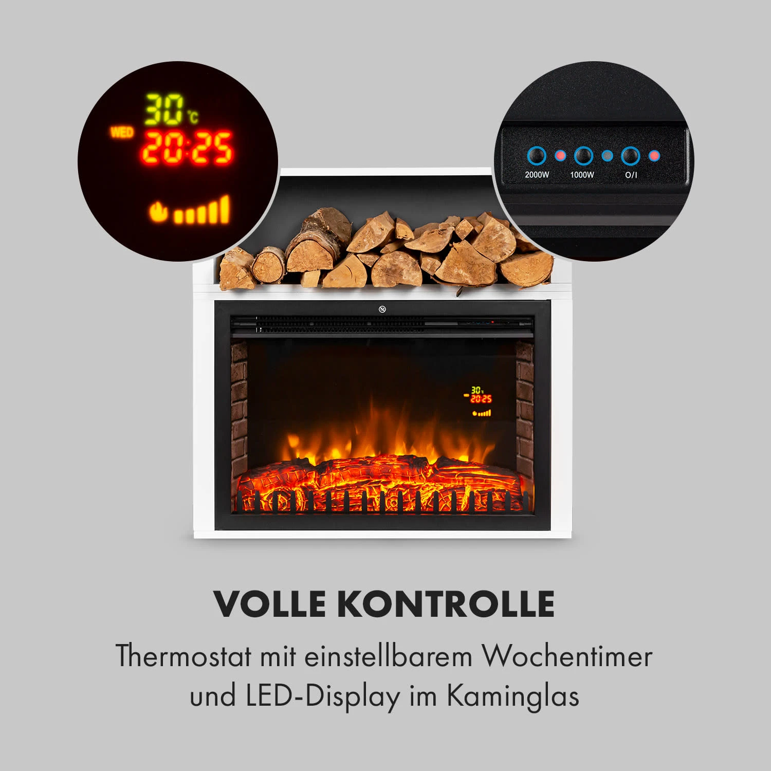 Mauna Loa Elektrokamin 2000 W LED-Flammen Fernbedienung Holzregal – Bild 5