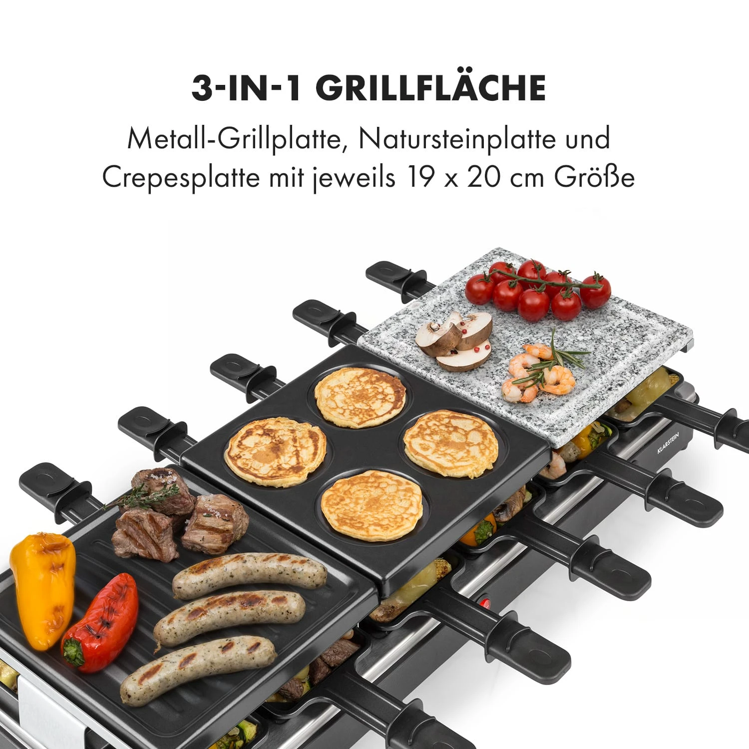 Fonduelette XL 3-in-1 Raclettegrill Fondue Naturstein 1650W 12 Pers – Bild 3