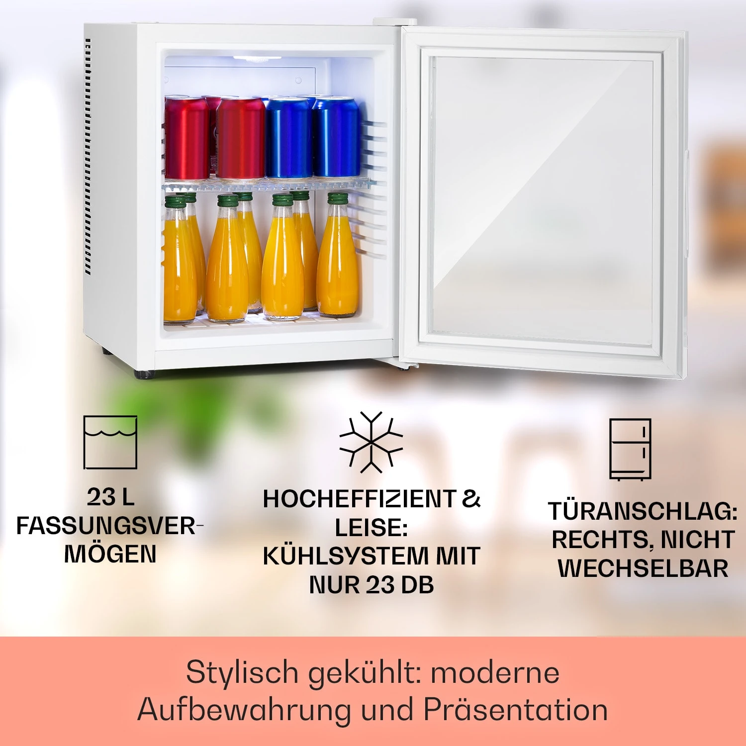 Brooklyn 24 Mini-Kühlschrank Glastür LED Ablage – Bild 2