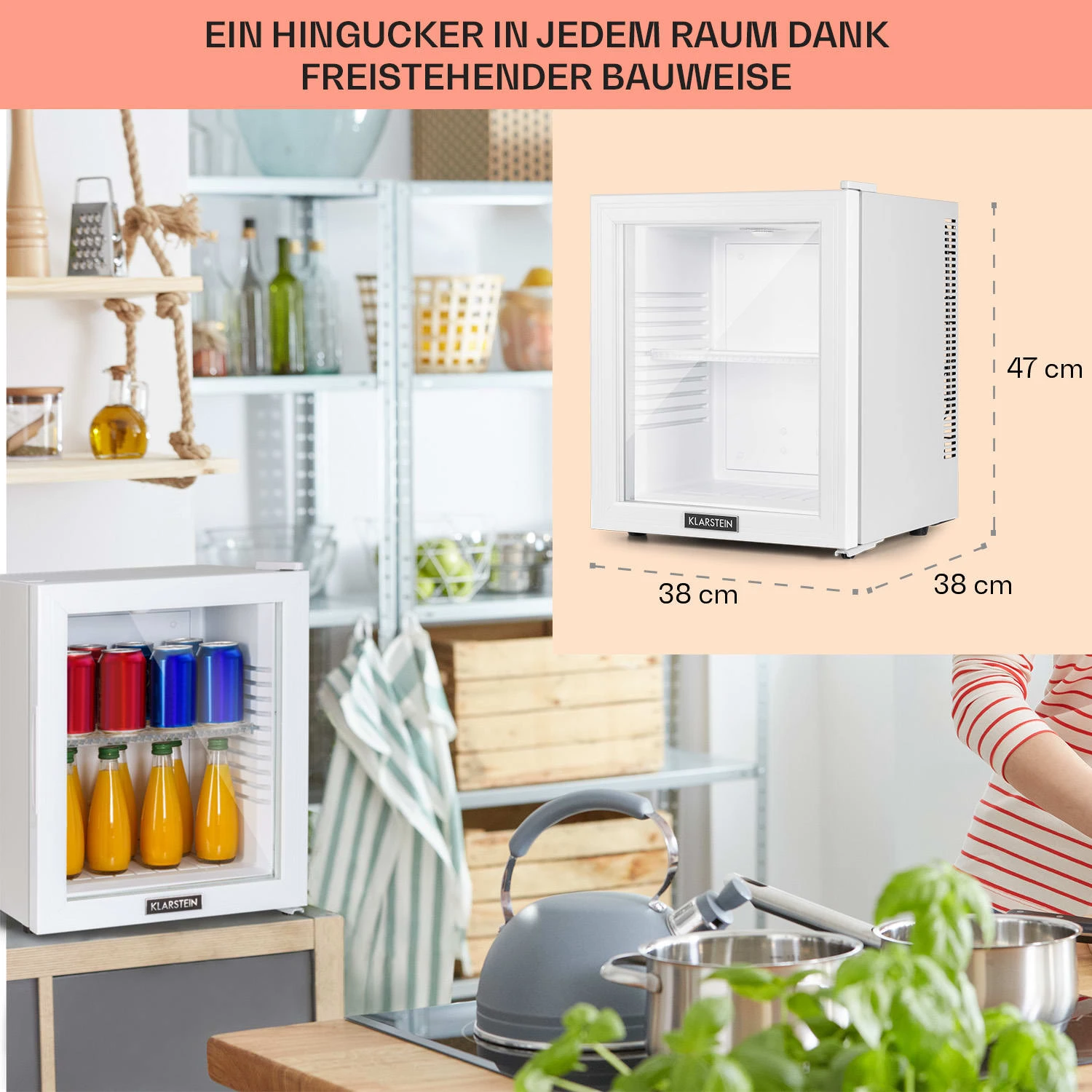 Brooklyn 24 Mini-Kühlschrank Glastür LED Ablage – Bild 6