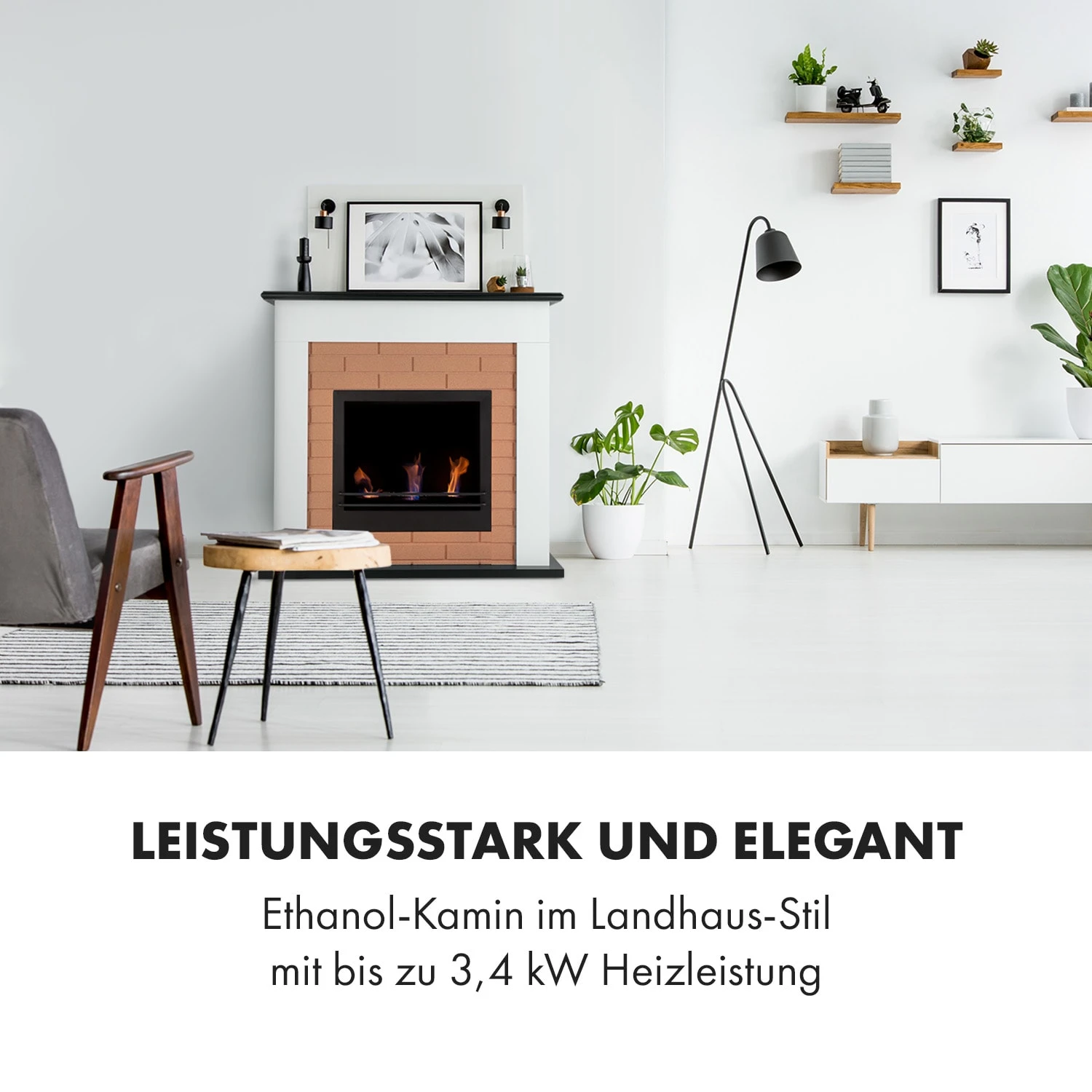 Phantasma Brickline Ethanol-Kamin 3,4 KW Backstein-Optik MDF – Bild 2