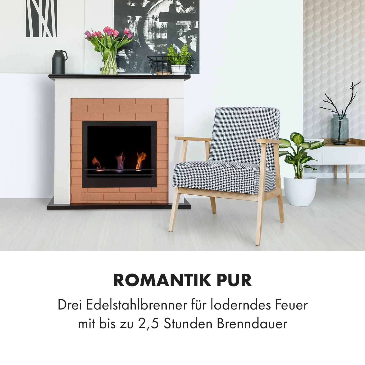 Phantasma Brickline Ethanol-Kamin 3,4 KW Backstein-Optik MDF – Bild 7
