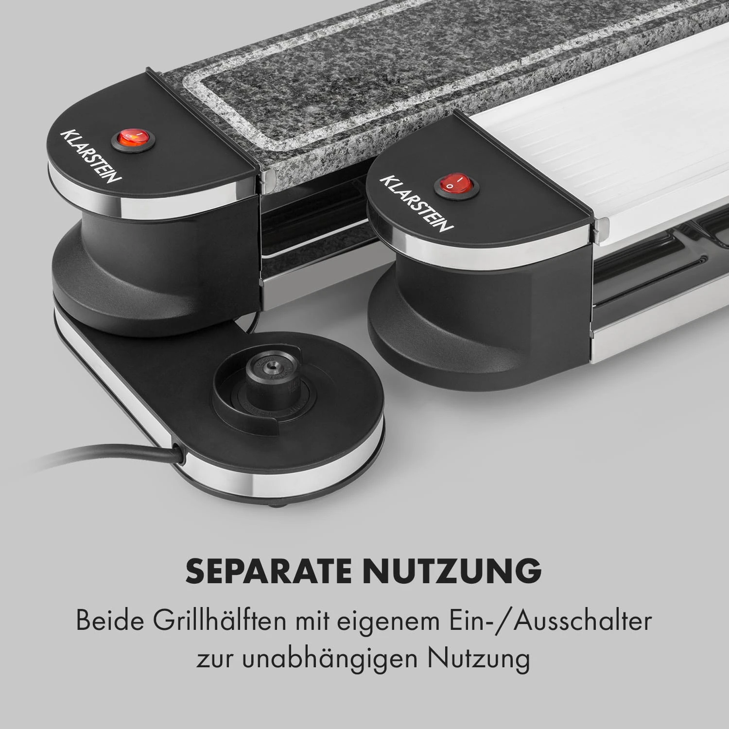 Tenderloin 50/50 Raclette-Grill 1200W 8 Personen Natursteinplatte Metallgrillplatte – Bild 5