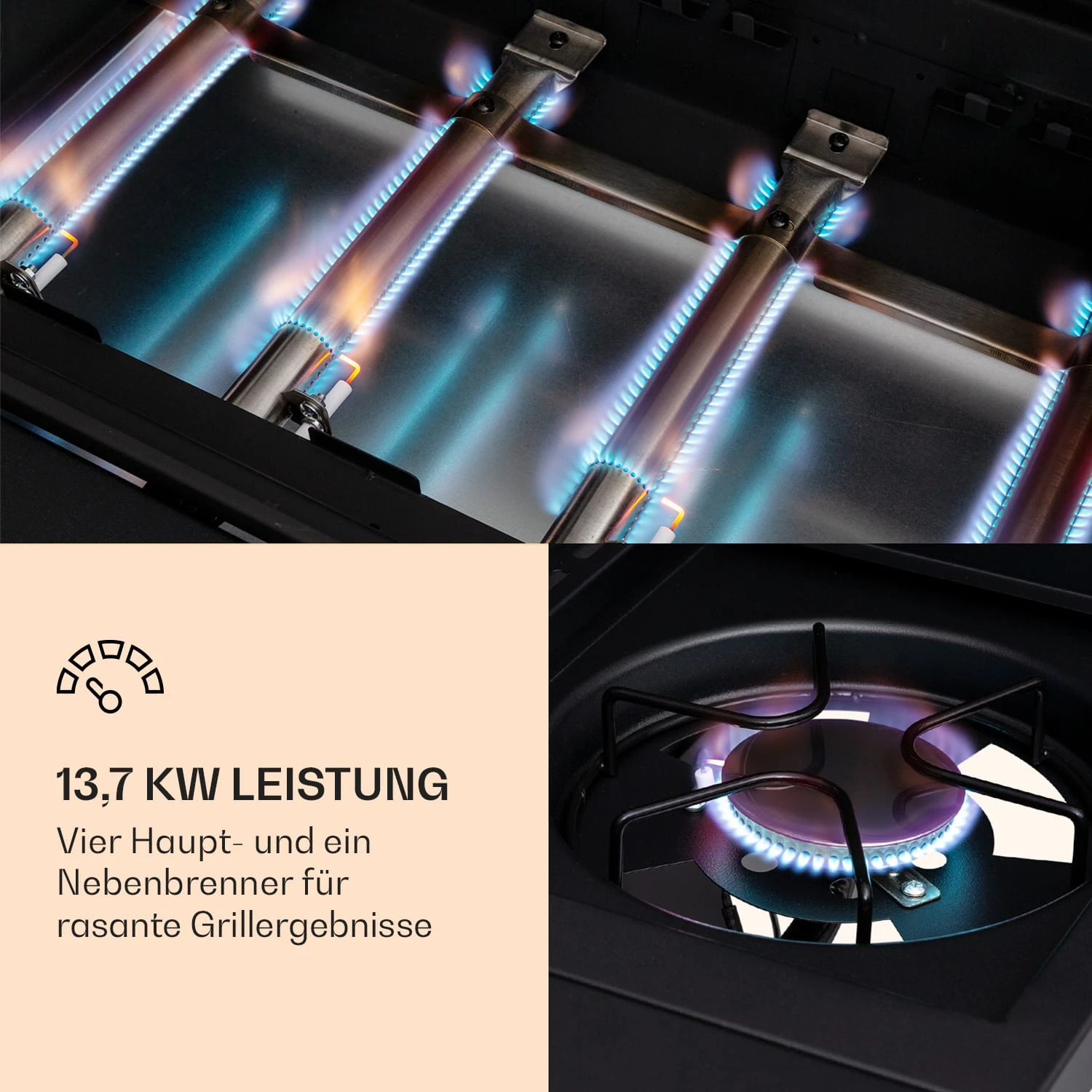 Valdosta 4.1 Gasgrill 4 X 2,8 KW + 2,5 KW Brenner Edelstahl Mobil – Bild 4