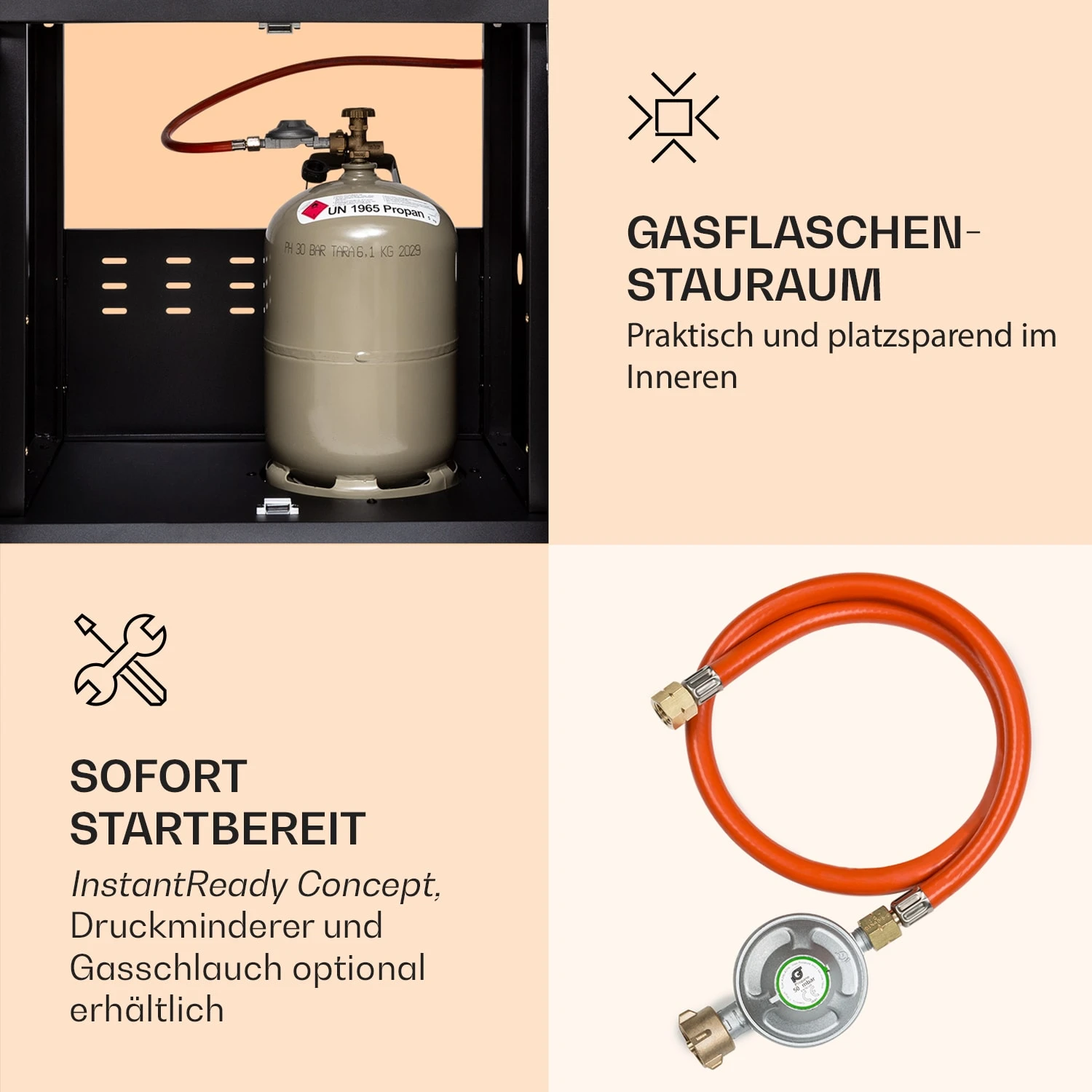 Valdosta 4.1 Gasgrill 4 X 2,8 KW + 2,5 KW Brenner Edelstahl Mobil – Bild 5