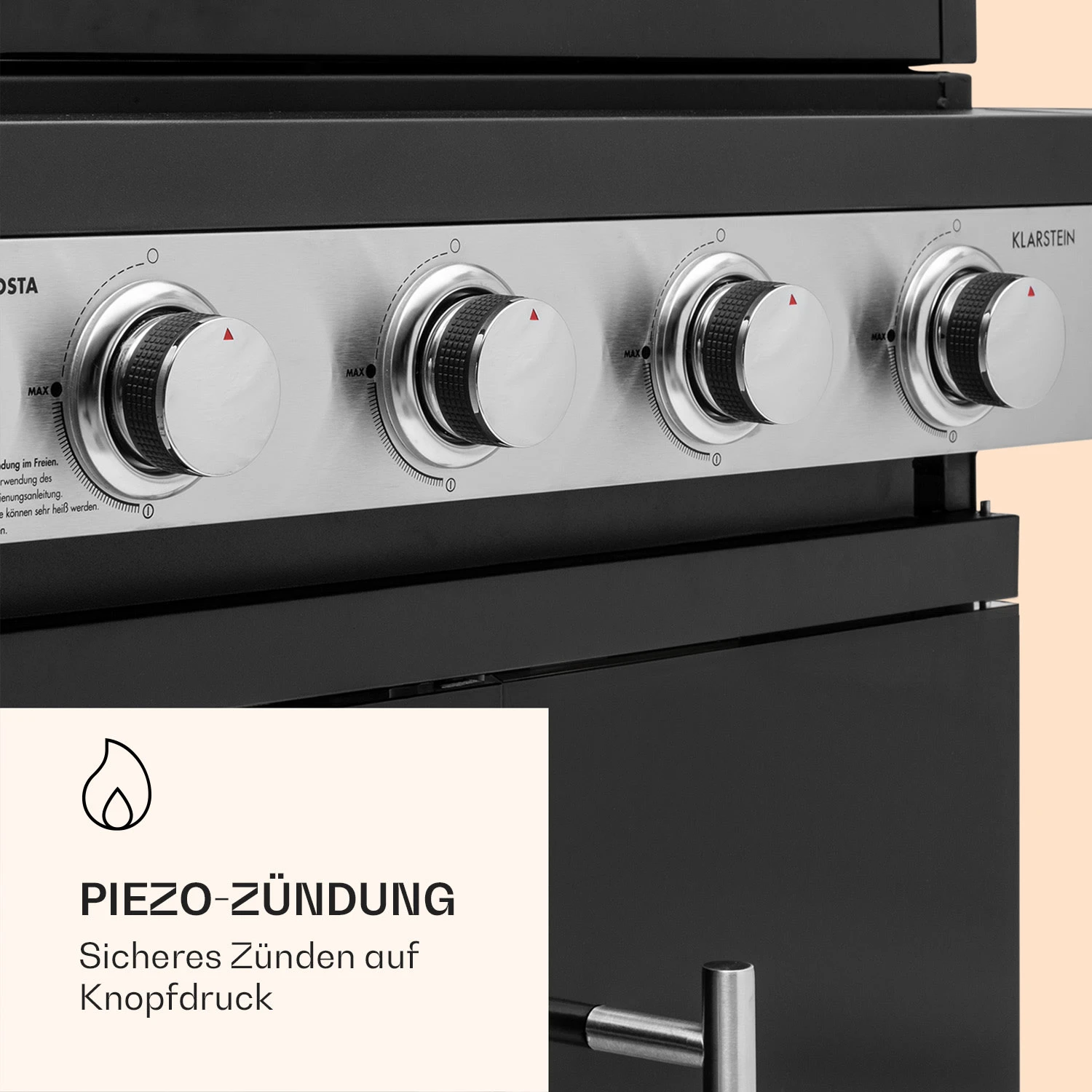 Valdosta 4.1 Gasgrill 4 X 2,8 KW + 2,5 KW Brenner Edelstahl Mobil – Bild 6