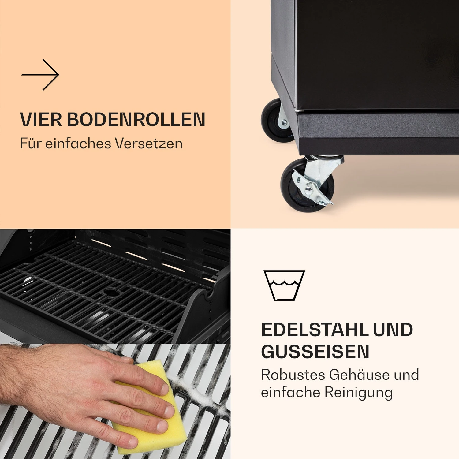 Valdosta 4.1 Gasgrill 4 X 2,8 KW + 2,5 KW Brenner Edelstahl Mobil – Bild 7