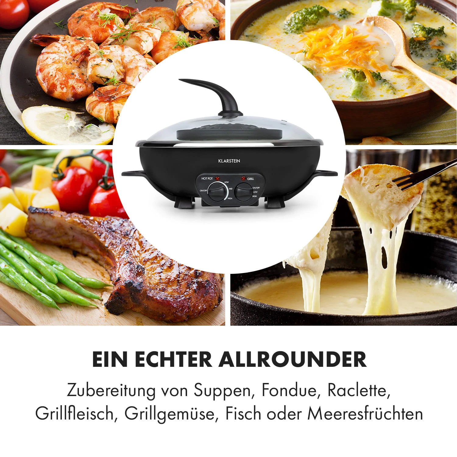 Szechuan 2-in-1 Hot Pot Und Grillplatte 5l Vol. 1350 / 600 W – Bild 5