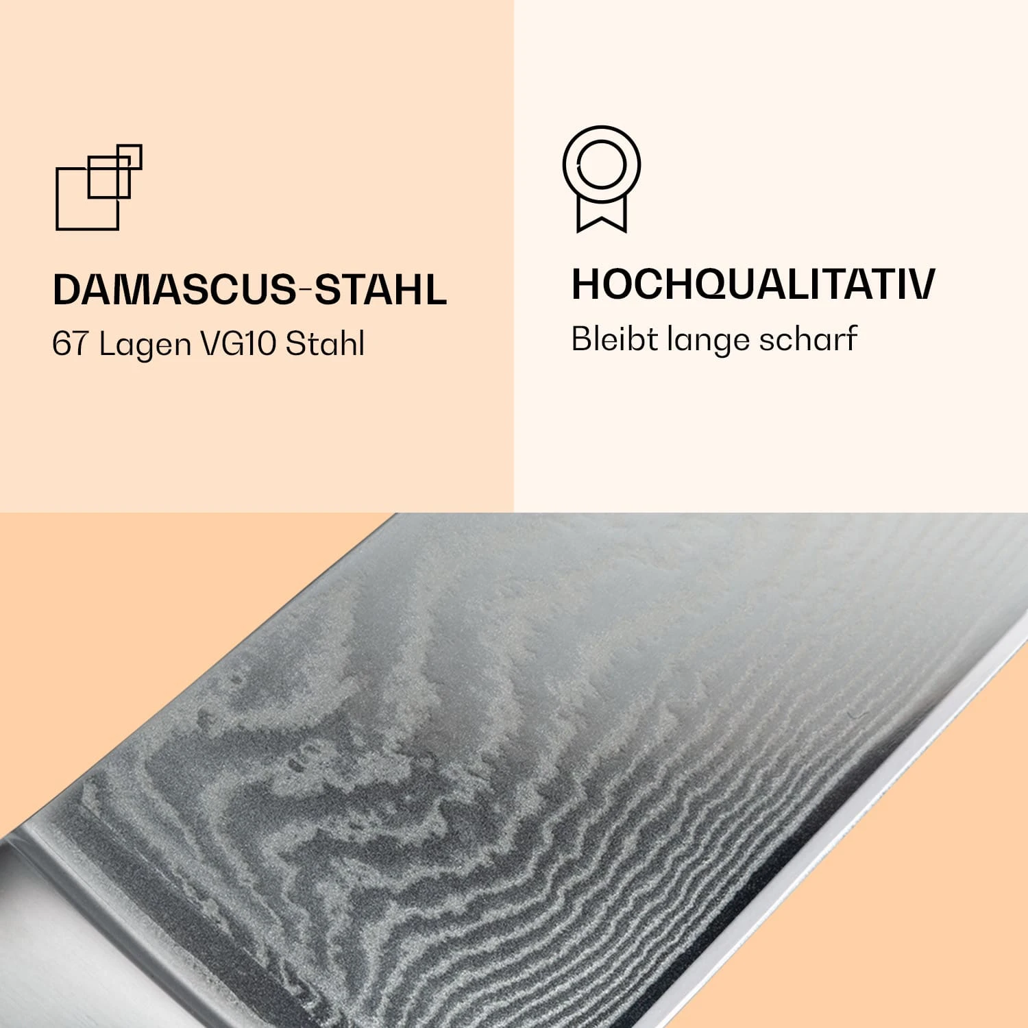 Kishiko Messerset Damaszener-Stahl 3-teilig Extra Scharf Rosenholz – Bild 4