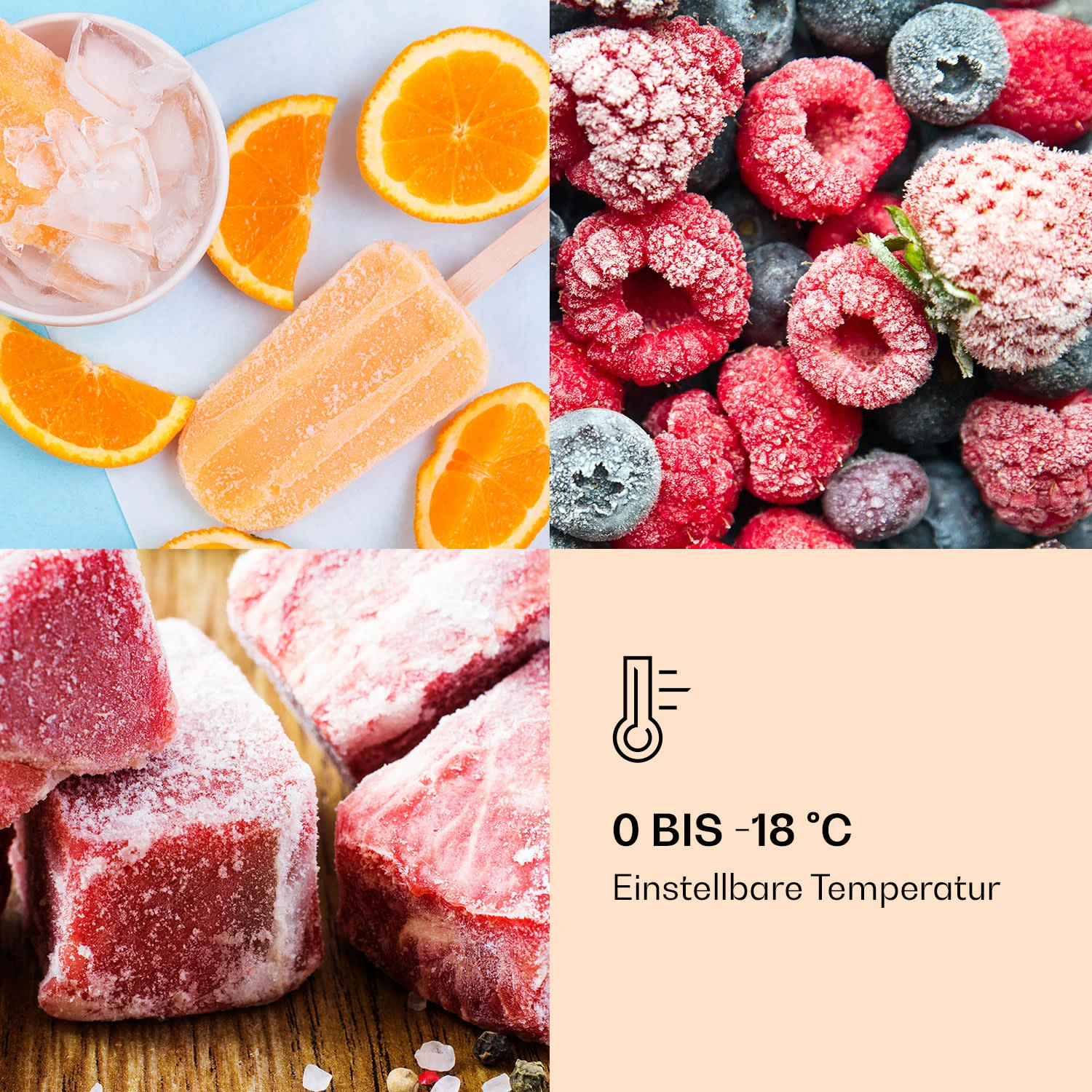 IceAge 88 Gefrierschrank 88 Liter EEK E 3 Etagen Thermostat Glasfront – Bild 4