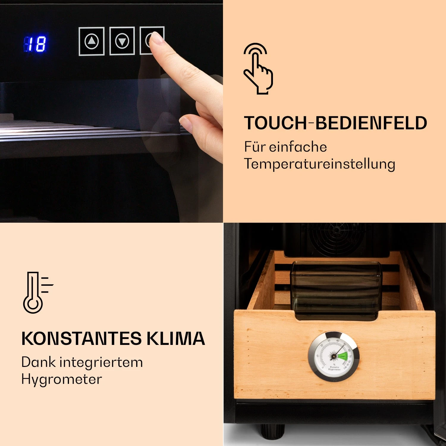 El Presidente 23 Humidor 45 W Touch Buchenholz 23L LED – Bild 5