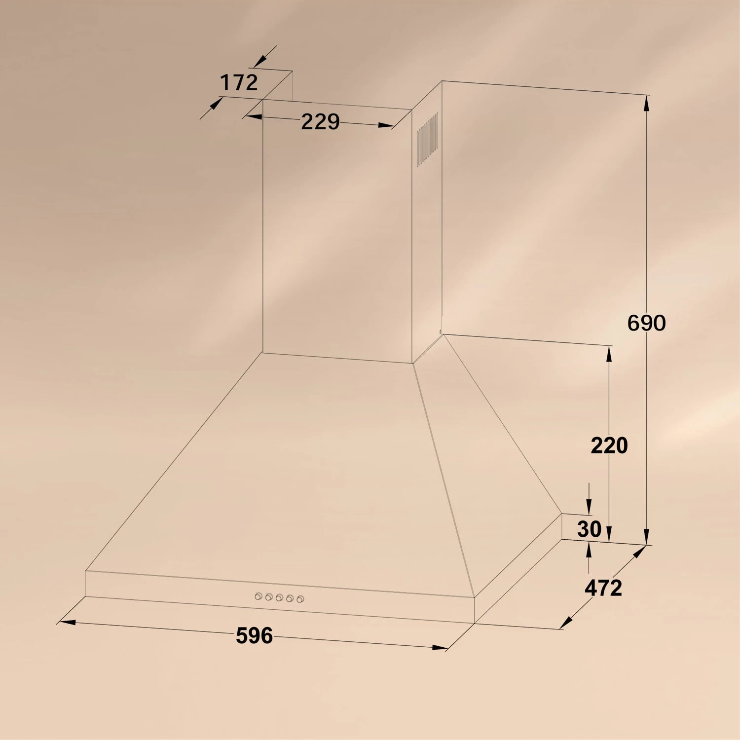 Victoria Dunstabzugshaube 60cm Retro-Design 644,5m³/h 2 LED-Lampen – Bild 6
