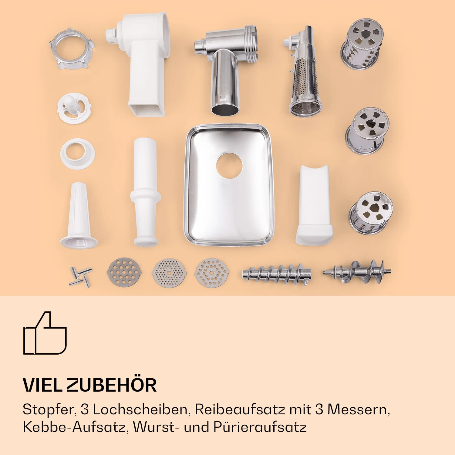 Mighty Mince Elektrischer Fleischwolf 500 - 1361 Watt 3 Lochscheiben – Bild 7