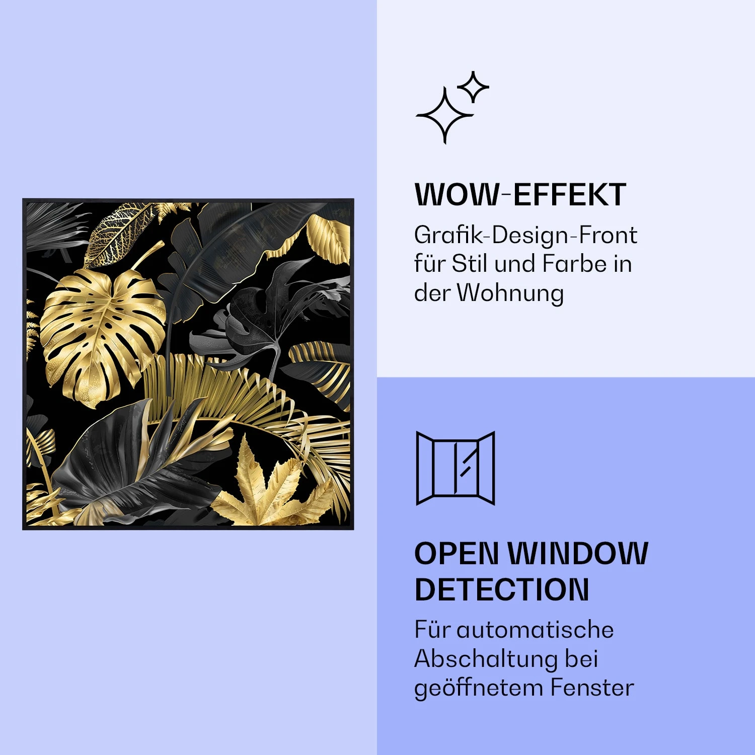 Wonderwall Air Art Smart Infrarotheizung Schwarze Blume 60x60cm 350W – Bild 6