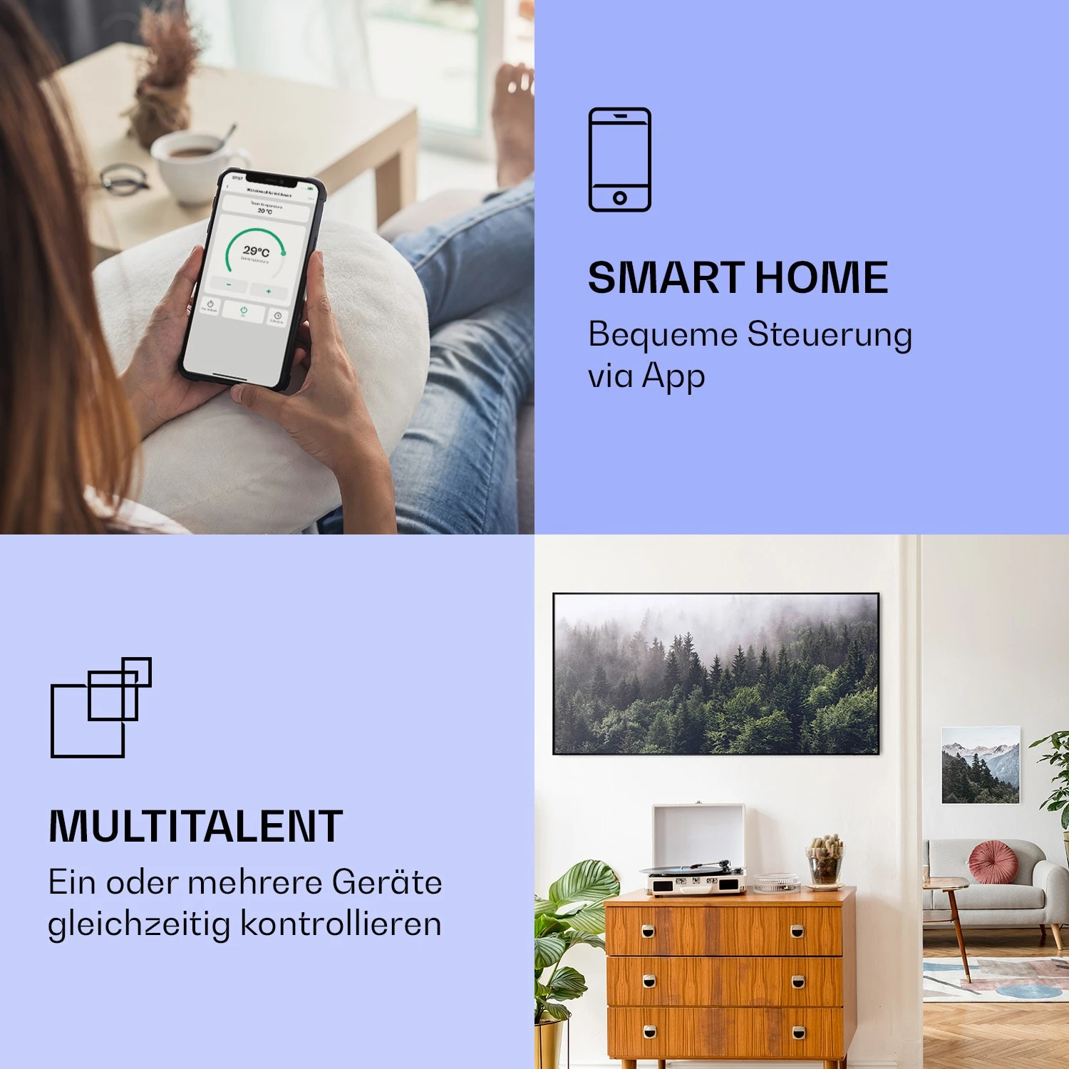 Wonderwall Air Art Smart Infrarotheizung Wald 120x60cm 700W – Bild 2