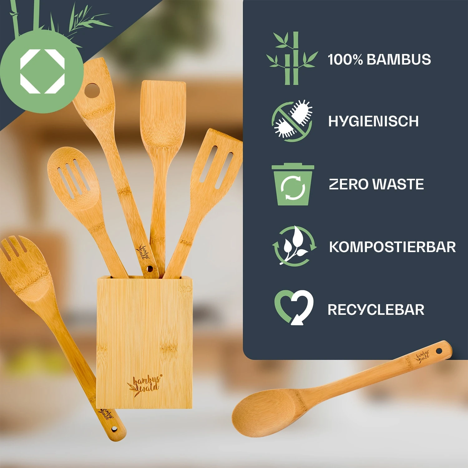 Kochlöffelset Mit Aufbewahrungsbox 6er Set Nachhaltig Leicht Bambus – Bild 2
