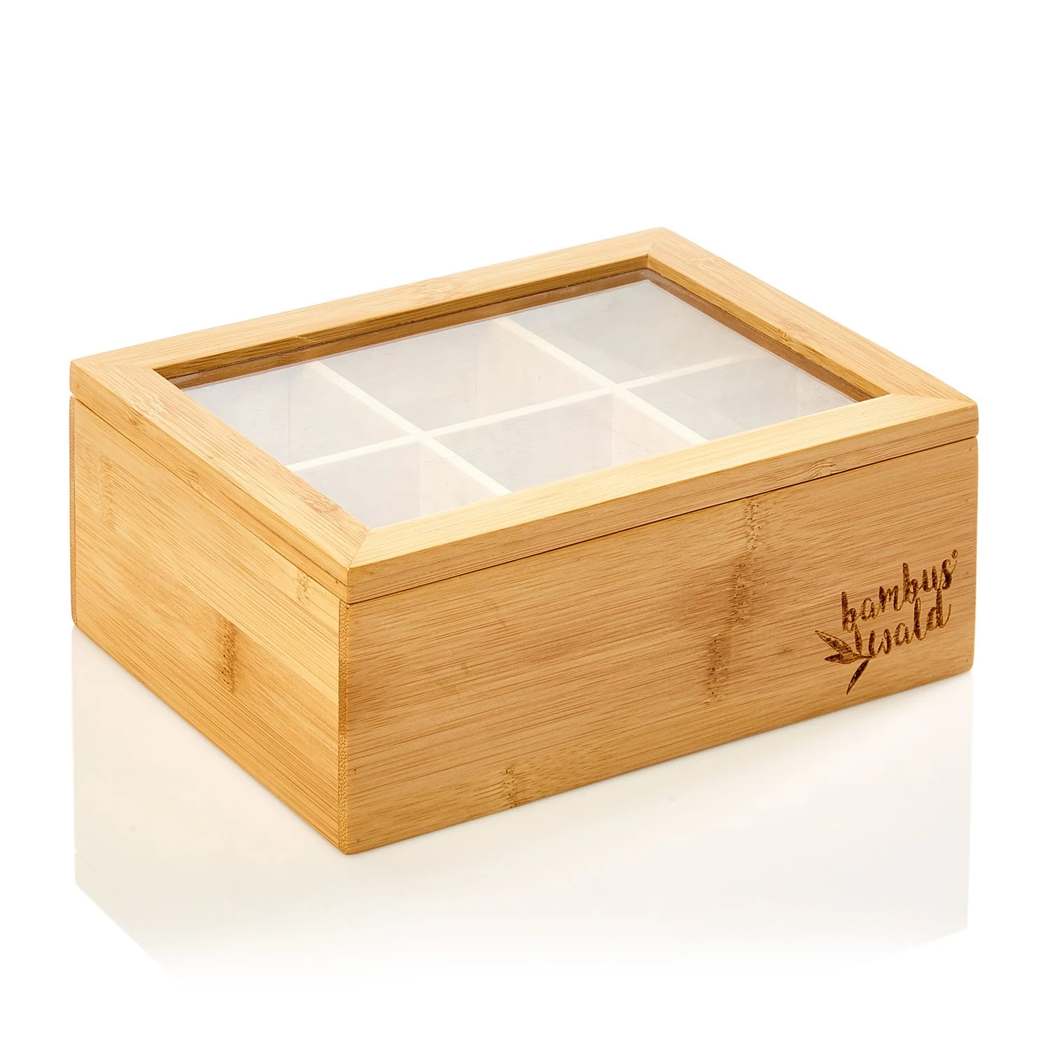 Teebox 6 Fächer 90 Teebeutel Kunststoff-Sichtfenster Bambus – Bild 7