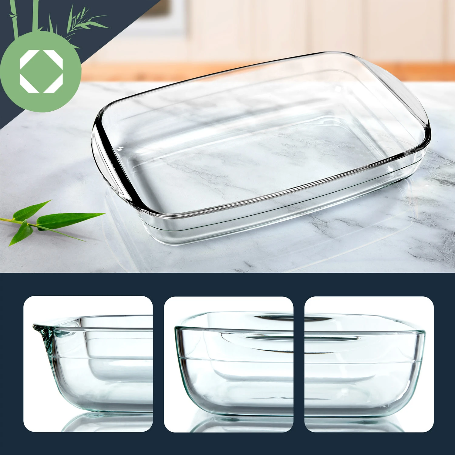 Ofenform 3er-Set Inhalt 3600 Ml 2600 Ml 1600 Ml Glas Backofenfest – Bild 3