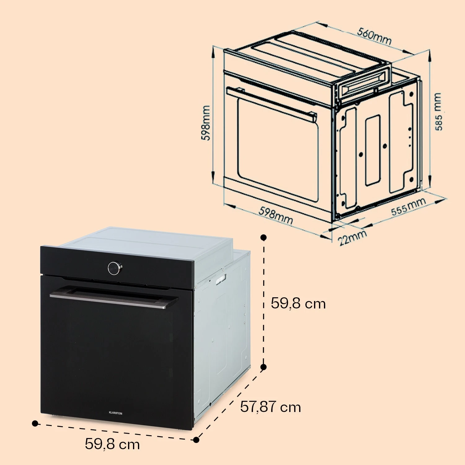 Illuminosa Smart Einbaubackofen 2800W 11 Funktionen App-Steuerung – Bild 7