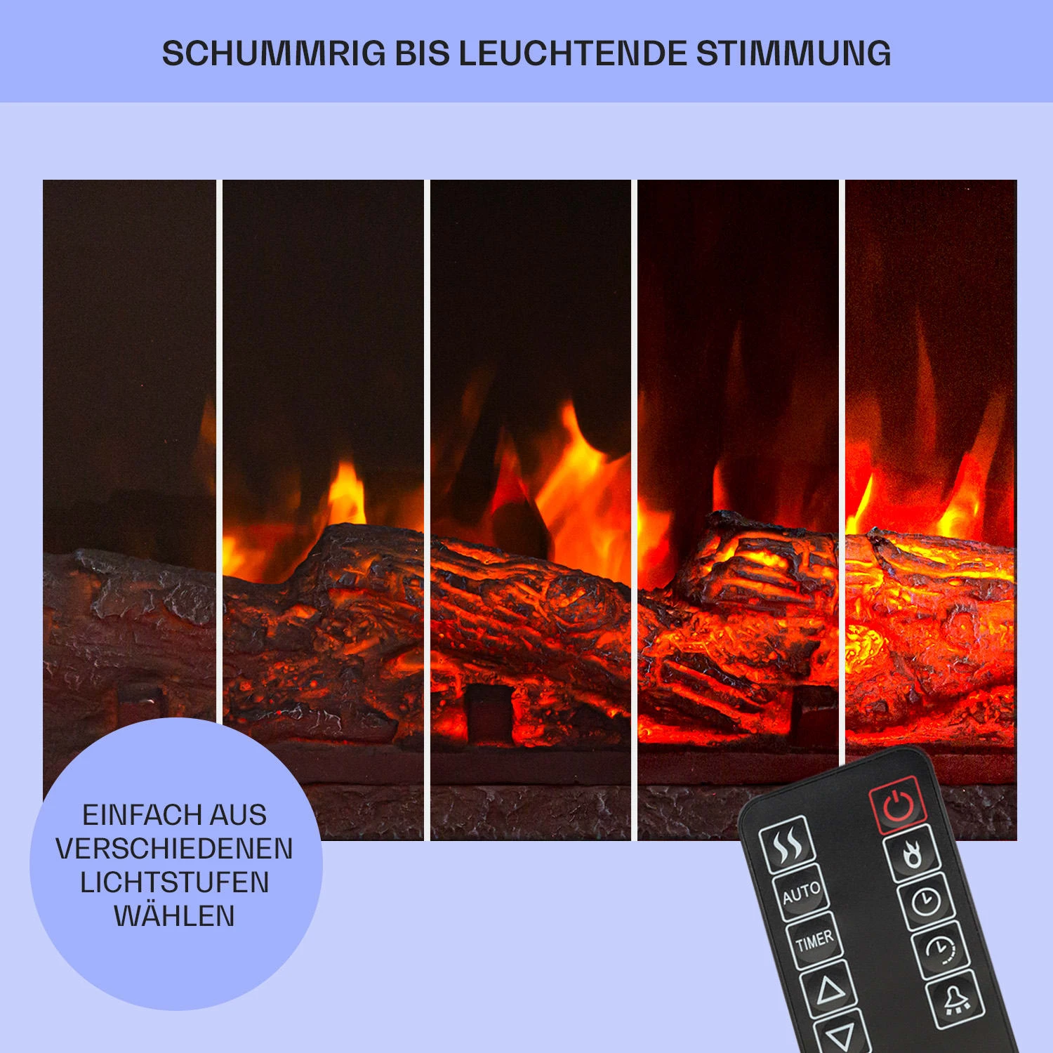 Studio Light & Fire 1 Smart Kamin 1000/2000W MDF WiFi-Steuerung – Bild 8