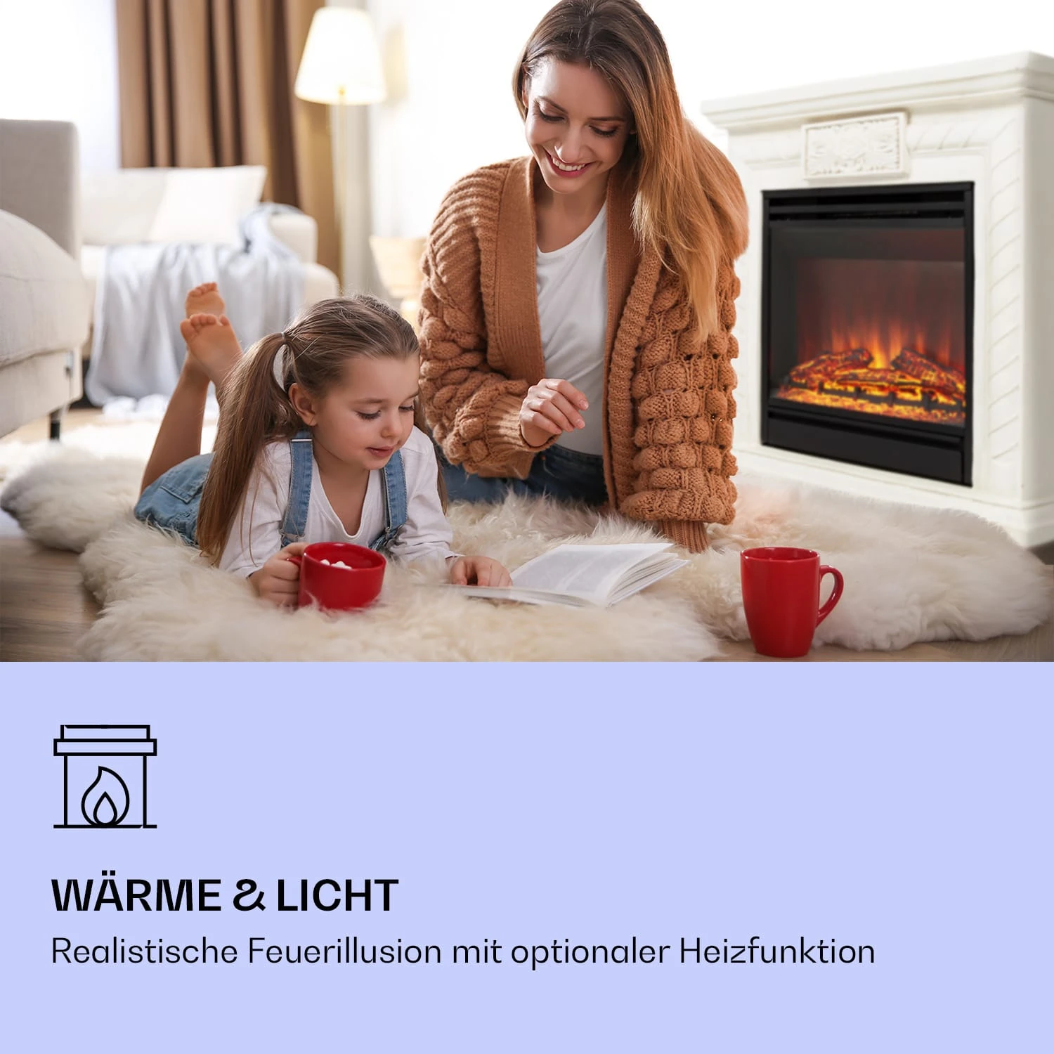 Frosty Peak Elektrischer Kamin 1800 W 10 Bis 30 °C Fernbedienung – Bild 2