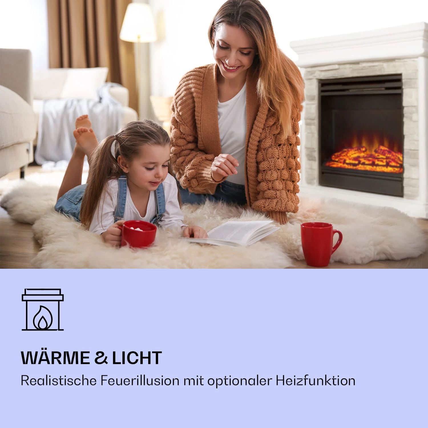 Nevis Peak Elektrischer Kamin 1800 W Heizfunktion 10 Bis 30 °C Fernbedienung – Bild 2