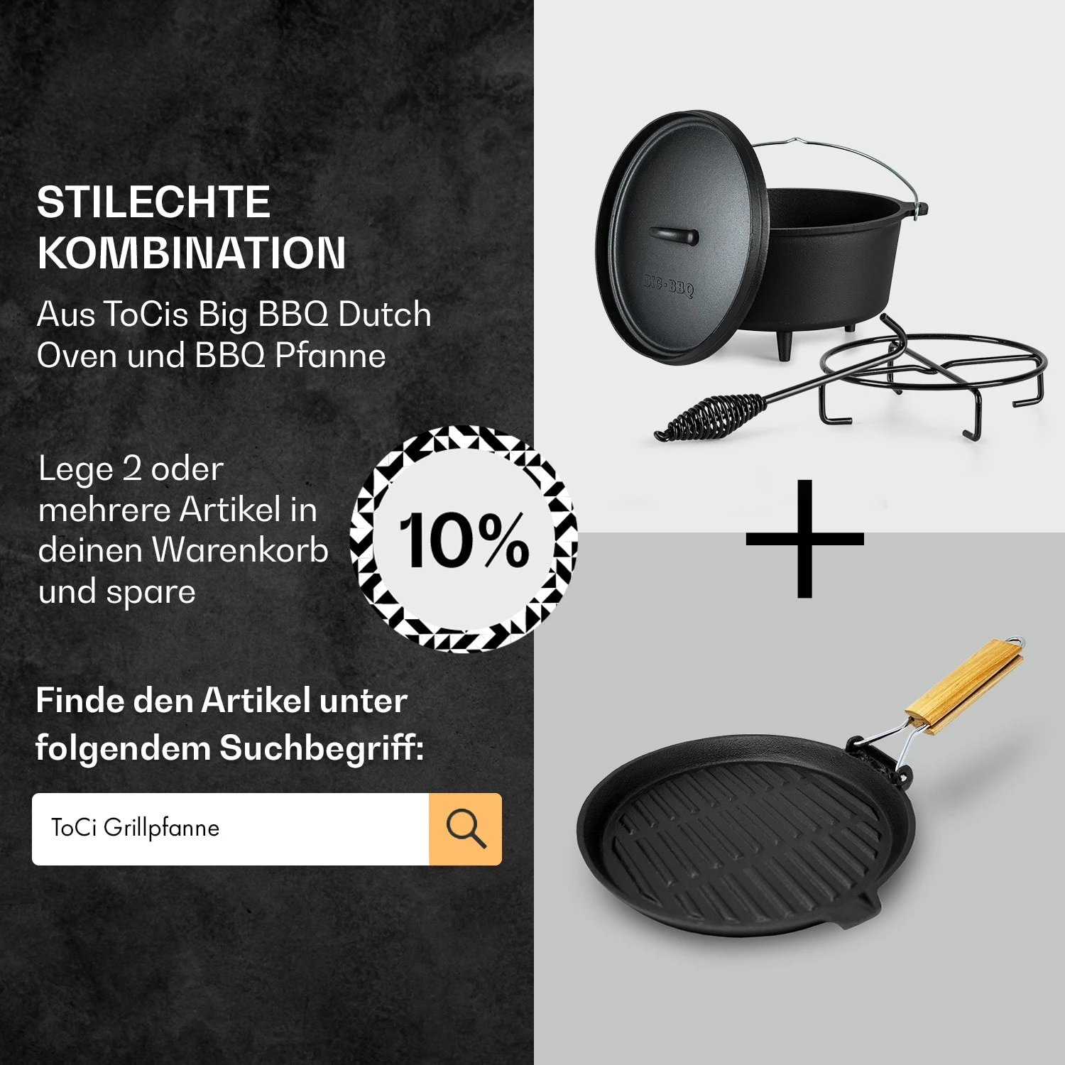 Galloway Dutch Oven 6.0 BBQ-Topf Gusseisen Standfüße Größe M / 6 Qt – Bild 7